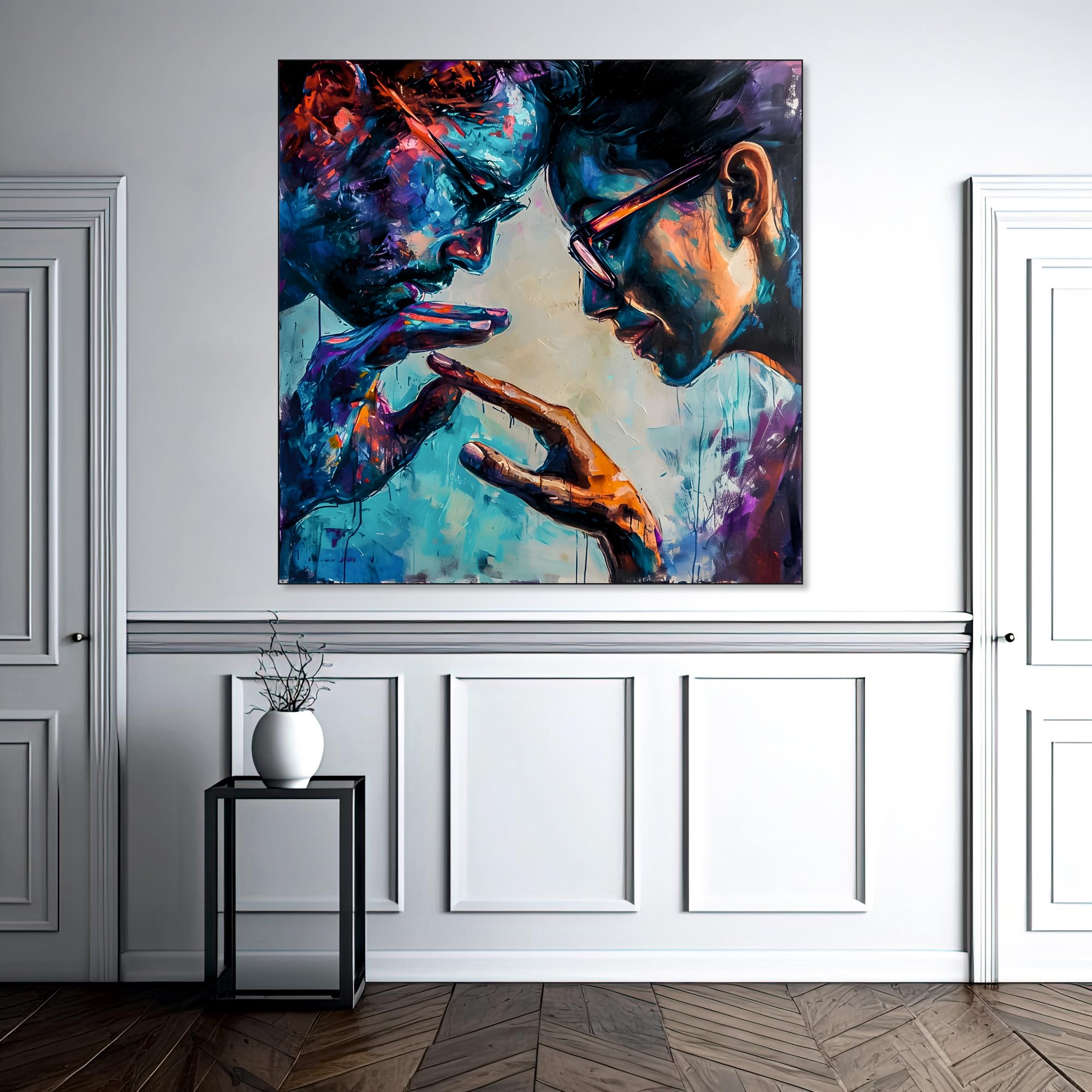 The Castle Decor Modern Abstract Multiface Painting with Frame Big Size (24X24) Wall Art for Living Room, Bedroom, Drawing Room, Hotels-Wooden Framed-Digital Painting