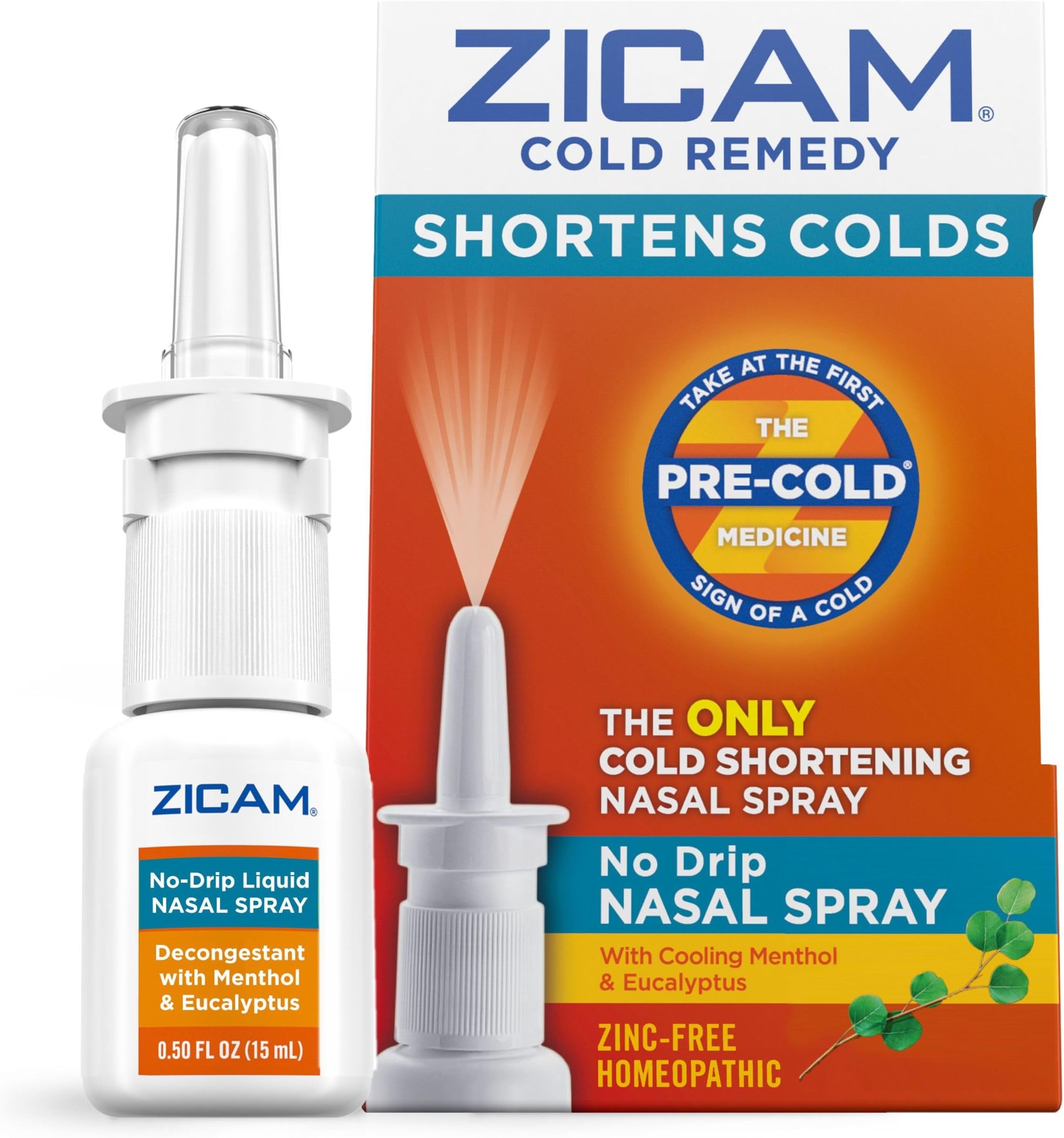 Zicam Cold Remedy No-Drip Nasal Spray with Cooling Menthol & Eucalyptus, Home...
