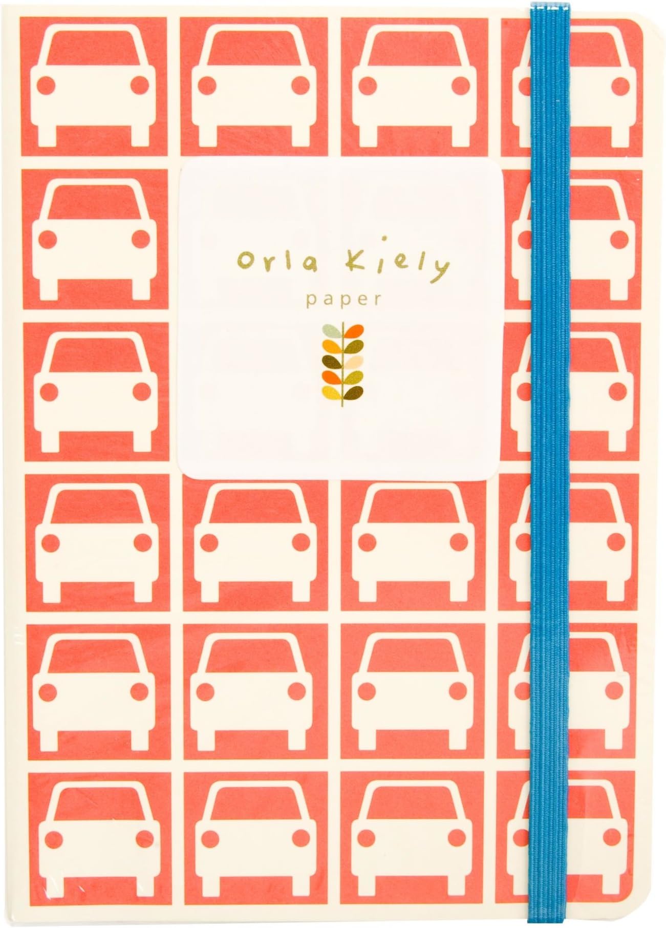 Orla Kiely Car Notebook with Travel Stickers, 5.75 x 8.125 Inches, 128 Pages - 64 Ruled, 32 Graph, 32 Blank, Red (19452)