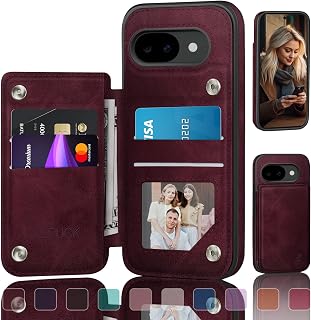 DJDUCK Designed for Google Pixel 10A Case Wallet with Card Holder, [Magnetic Clasp Cover] [RFID Blocking Leather Protection] Shockproof Women Men Cases for Pixel 10A Wine Red
