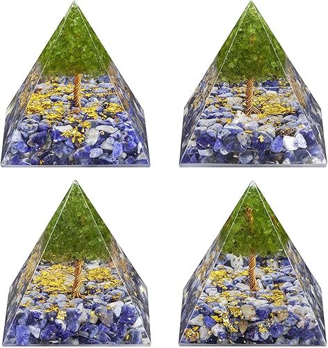 Miniatura 4 de TUMBEELLUWA Generador de pirámide de orgonita de cristal de sodalita de 2.36 pulgadas, hecho a mano, piedras energéticas, decoración para oración,