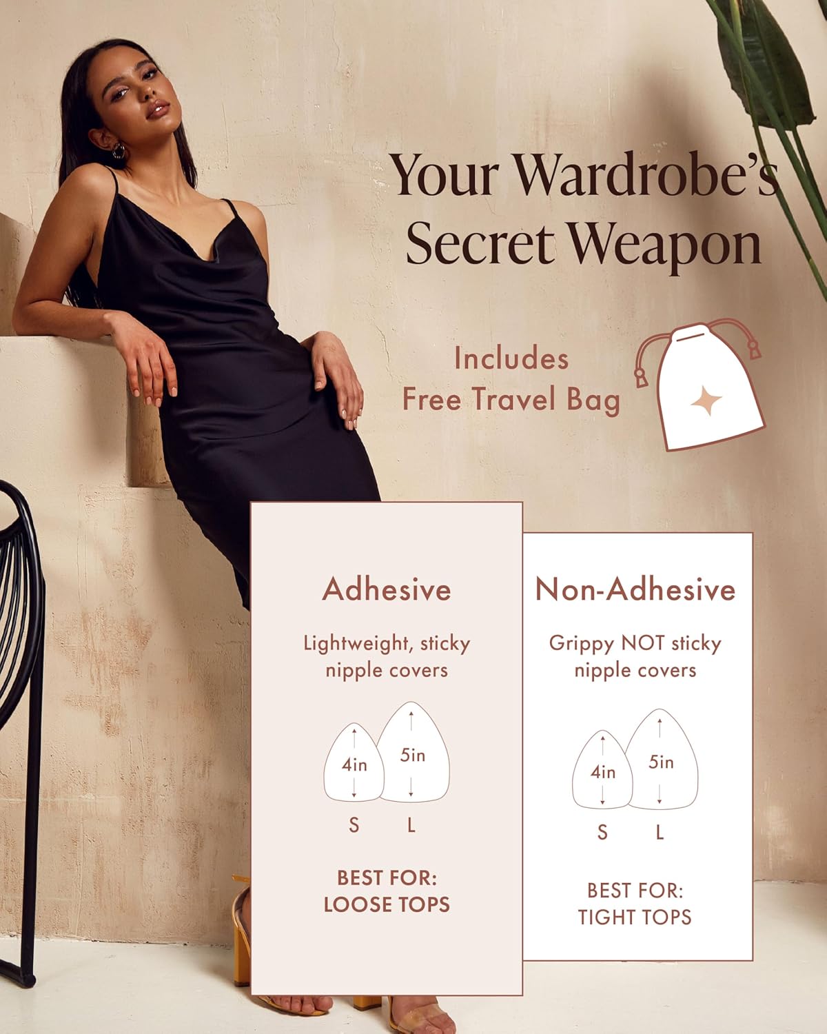 Triangle Adhesive Nipple Covers - Sticky Reusable Silicone Breast Stickers - Waterproof, Nude, 4 Shades - Image 2