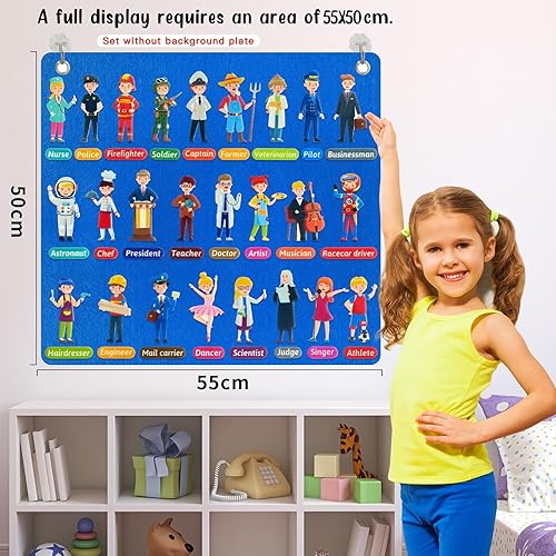 Miniatura 4 de Felt Career Image - Piezas de aprendizaje para disfrazarse, 50 piezas de fieltro para tablero de franela de fieltro, ayudantes de la comunidad