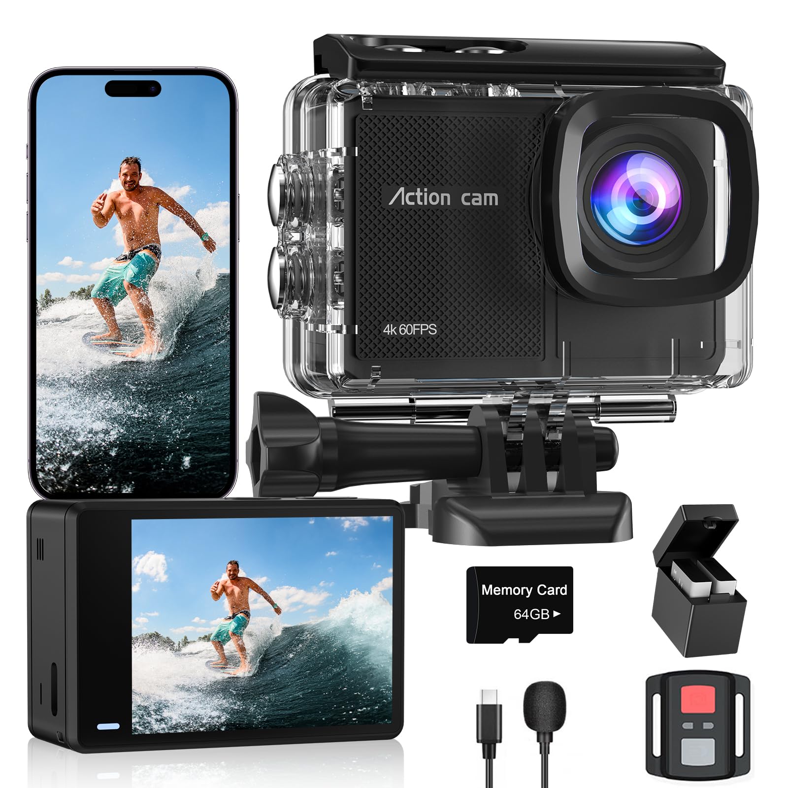 4K60FPS Waterproof Action Camera