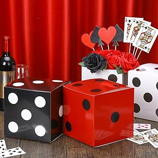 6 Pcs Dice Favor Boxes 7 x 7 x 7 Inches Bulk Three Dimensional Dice Decor No Flower and Accessory Casino Themed Party Birthday Supplies for Game Night Las Vegas Party Decorations (Multicolored)
