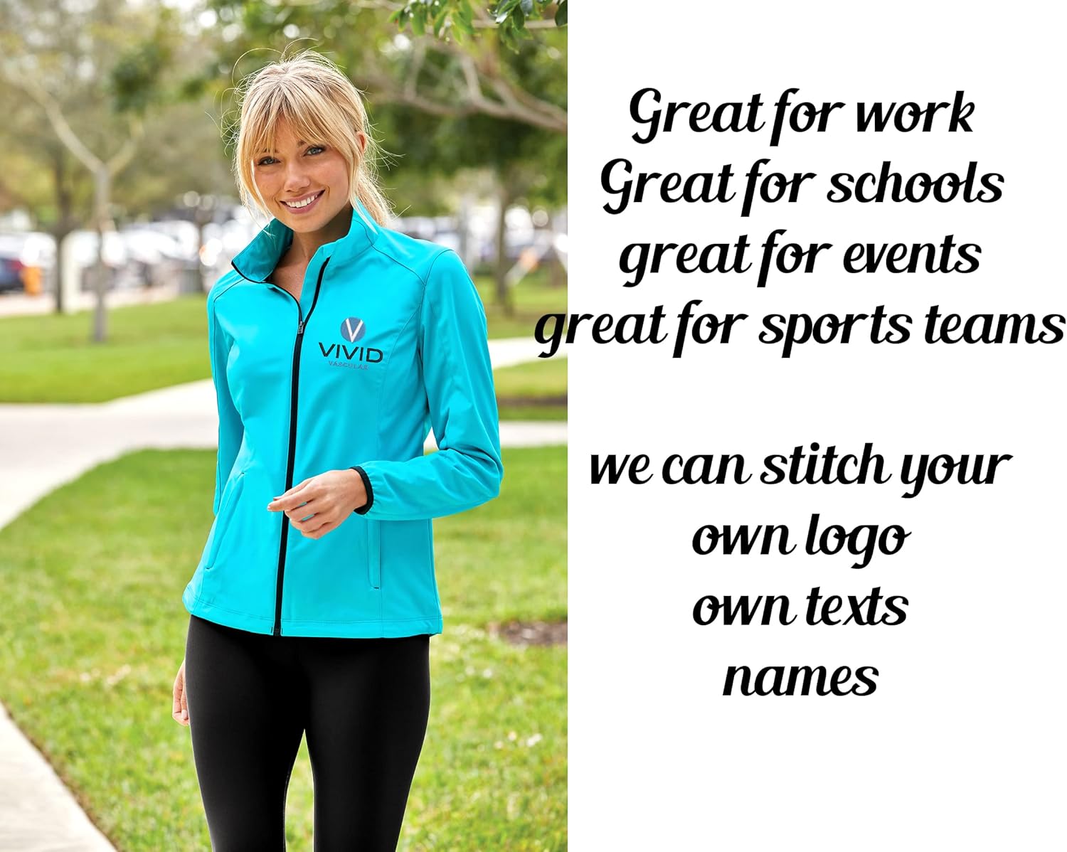 INK STITCH Women L717 Custom Design Your Own Logo Text Stitching Active Soft Shell Jackets