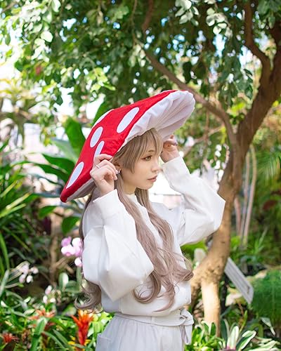 Miniatura 2 de Sombrero de hongo para disfraz de cosplay, accesorio de fiesta, gorra de gran tamaño con ala con alambre