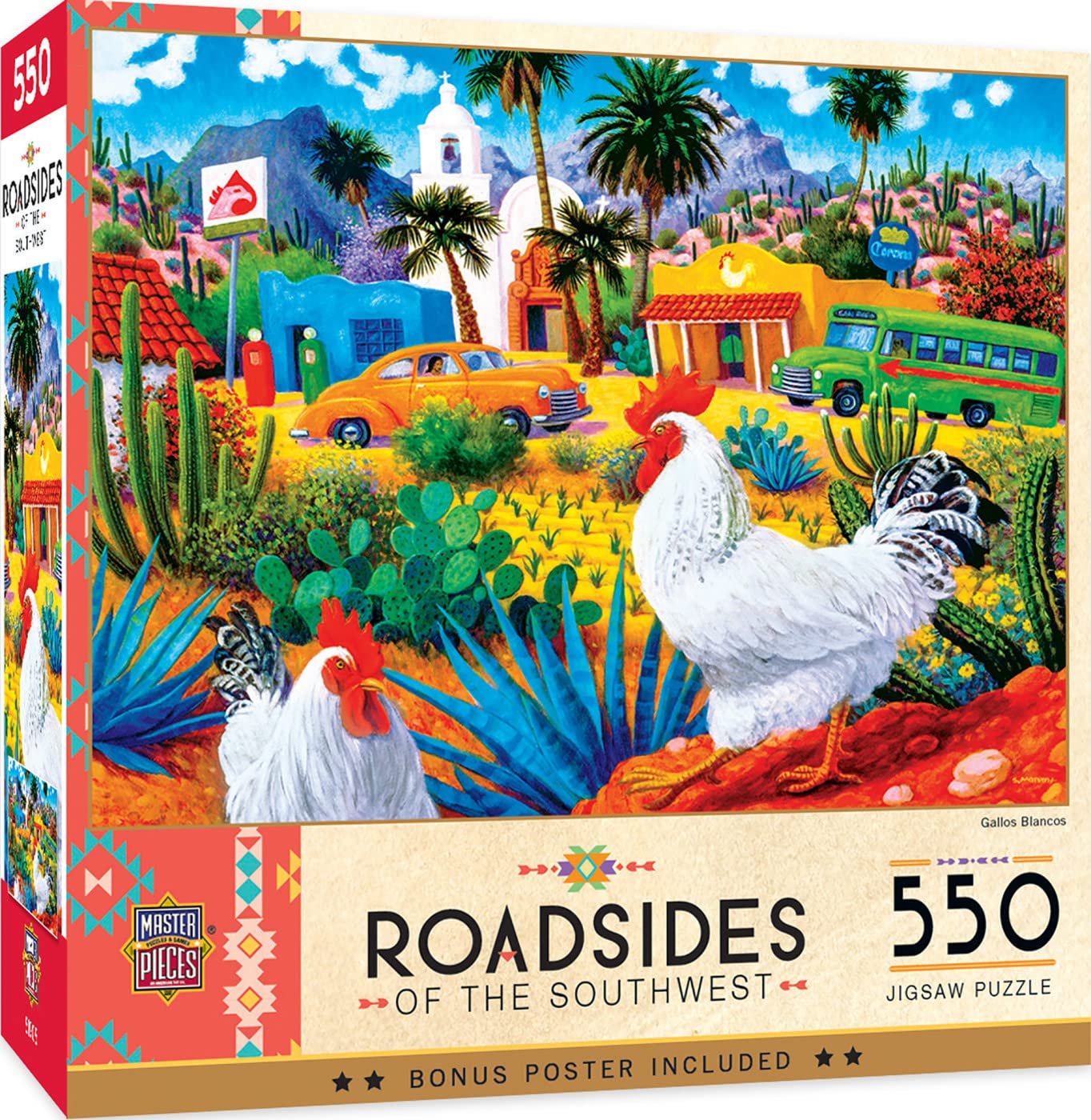 MasterPieces Roadsides of The Southwest Jigsaw Puzzle, Gallos Blancos, Featuring Art by Steven Morath, 550 Pieces โ image 1