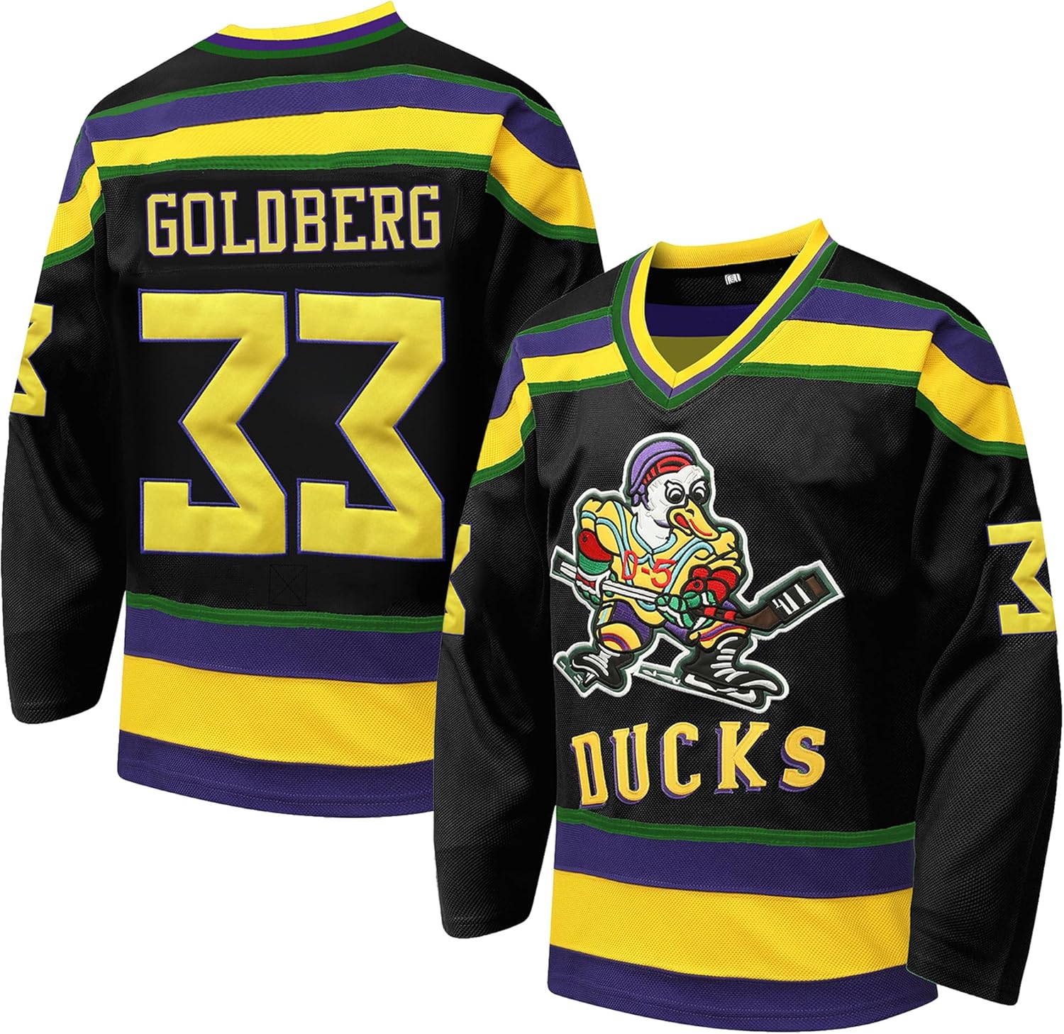 Mighty Ducks #96 Charlie Conway #99 Adam Banks #33 Greg Goldberg,90s Movie Ice Hockey Jersey for Men and Women