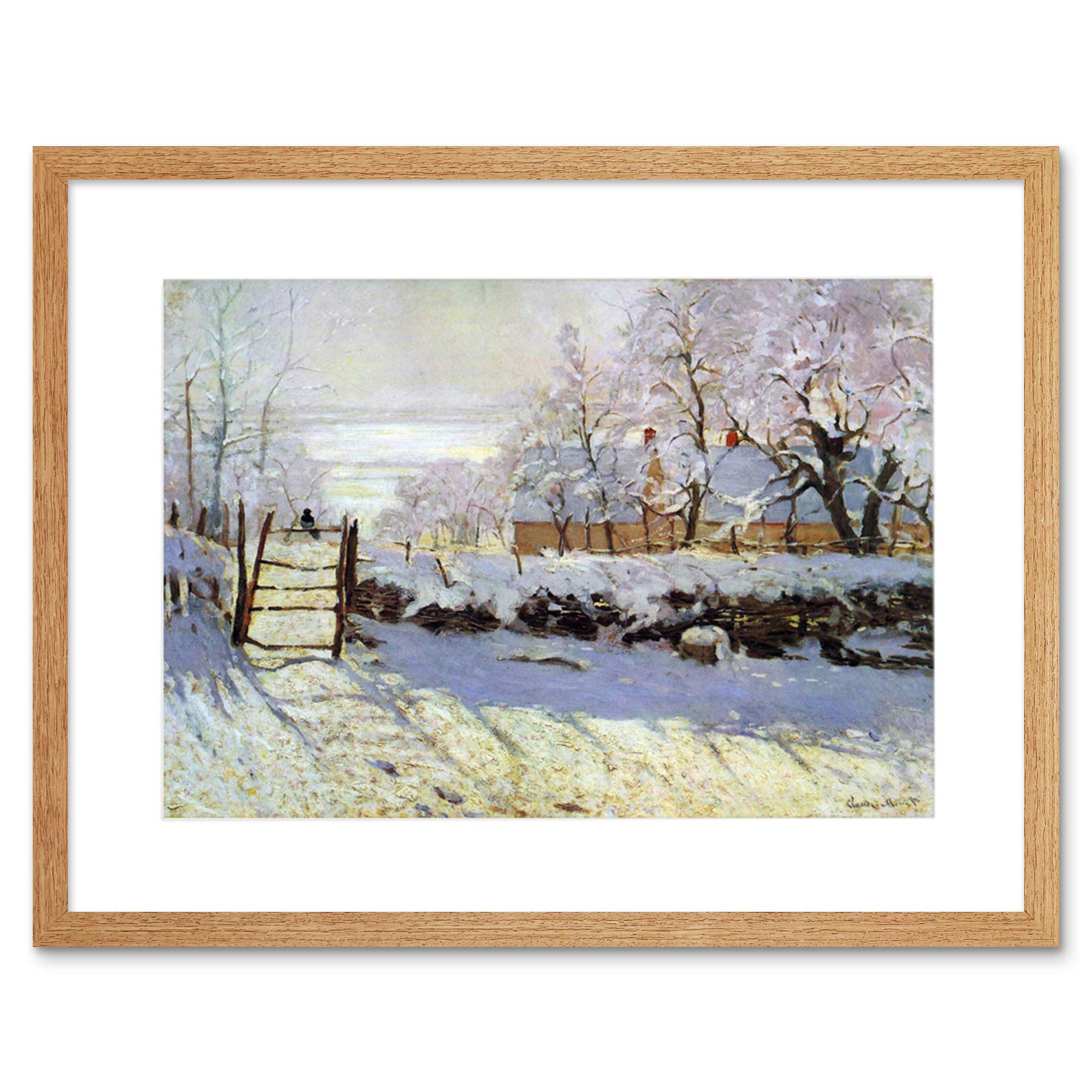 Wee Blue Coo Painting Monet Magpie Old Master Framed Wall Art Print