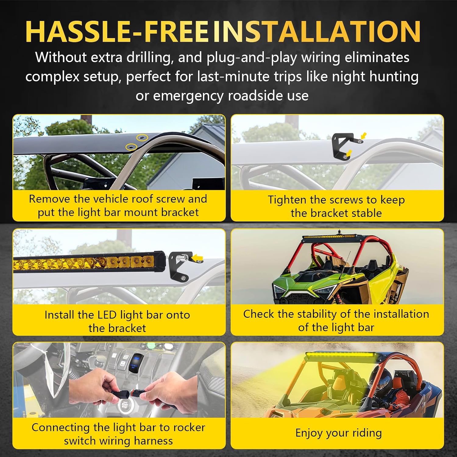 Chelhead RZR Led Light Bar 30 Inch Yellow Combo Beam 150W Led Lights with Mount Brackets Rocker Switch Harness RZR Accessories Compatible with Polaris RZR Pro R 2022+(Yellow Light)