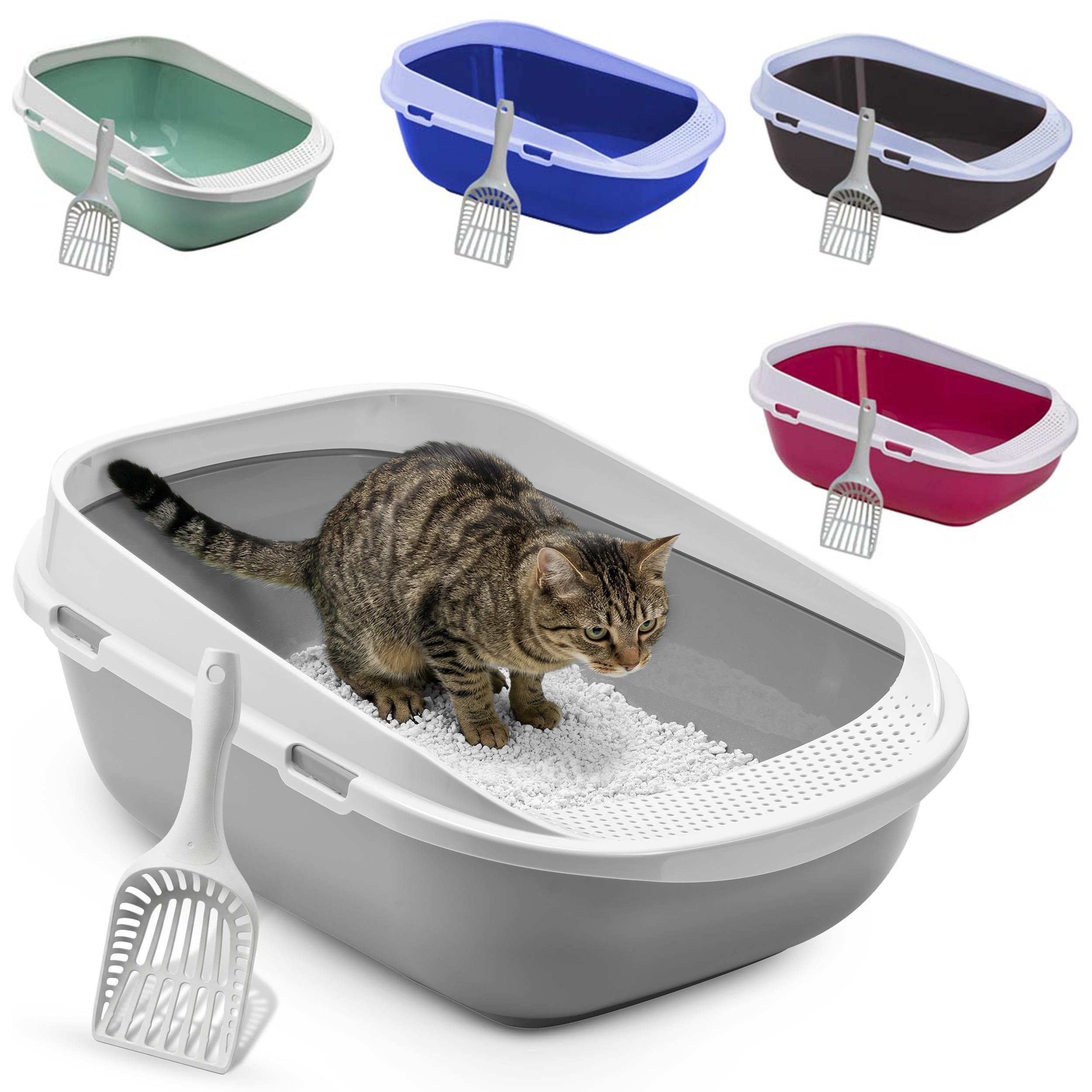 Katzentoilette XXL Jumbo Schale 65 cm graubeige inkl. Schaufel