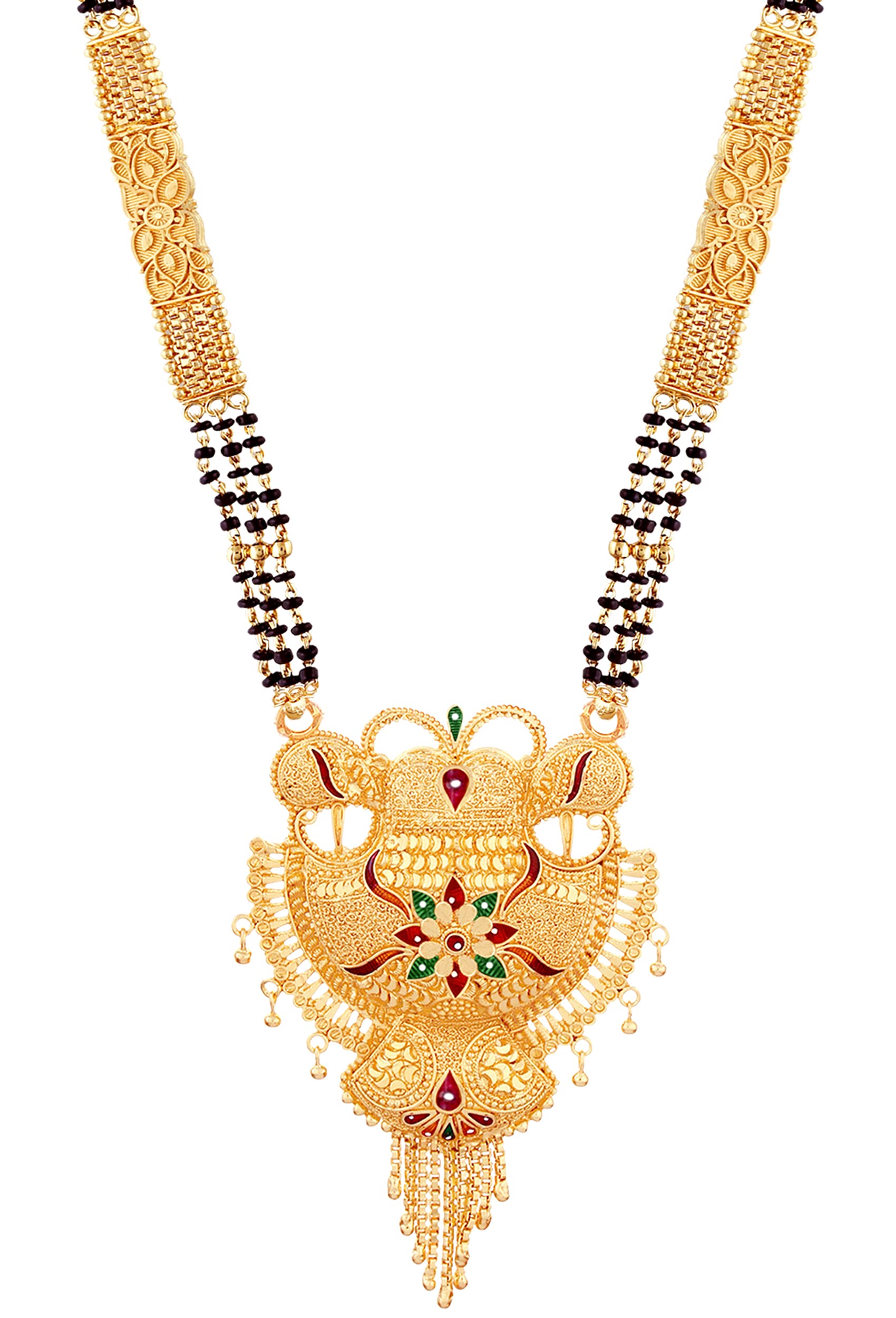 Traditional Black Beads Long One Gram Gold Copper Alloy Multi Mangalsutra/Tanmaniya Vati/Nallapussalu For Women(30 INCH LONG)-image-31