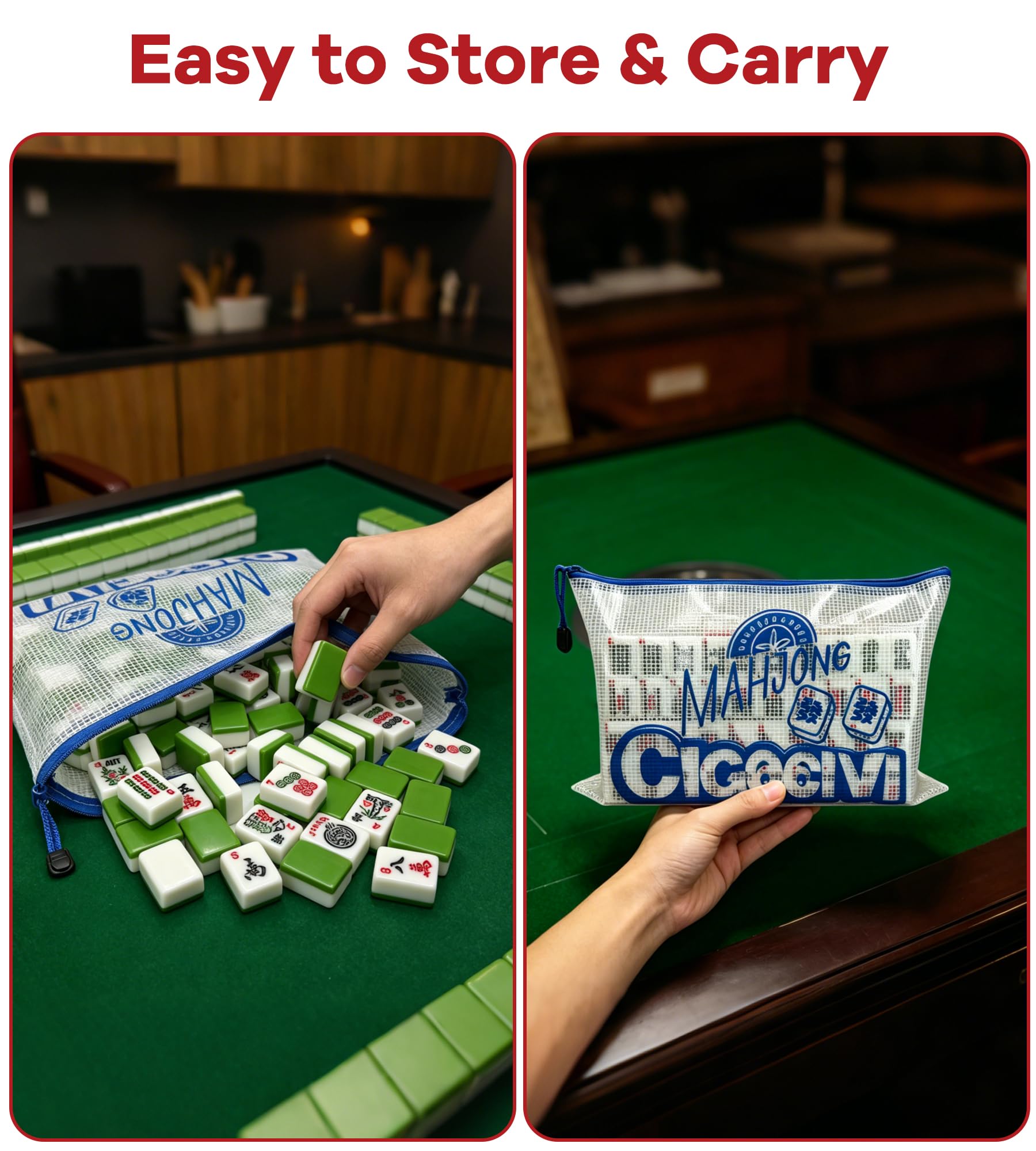 166 American Mahjong Tiles Only with Bag (Green)