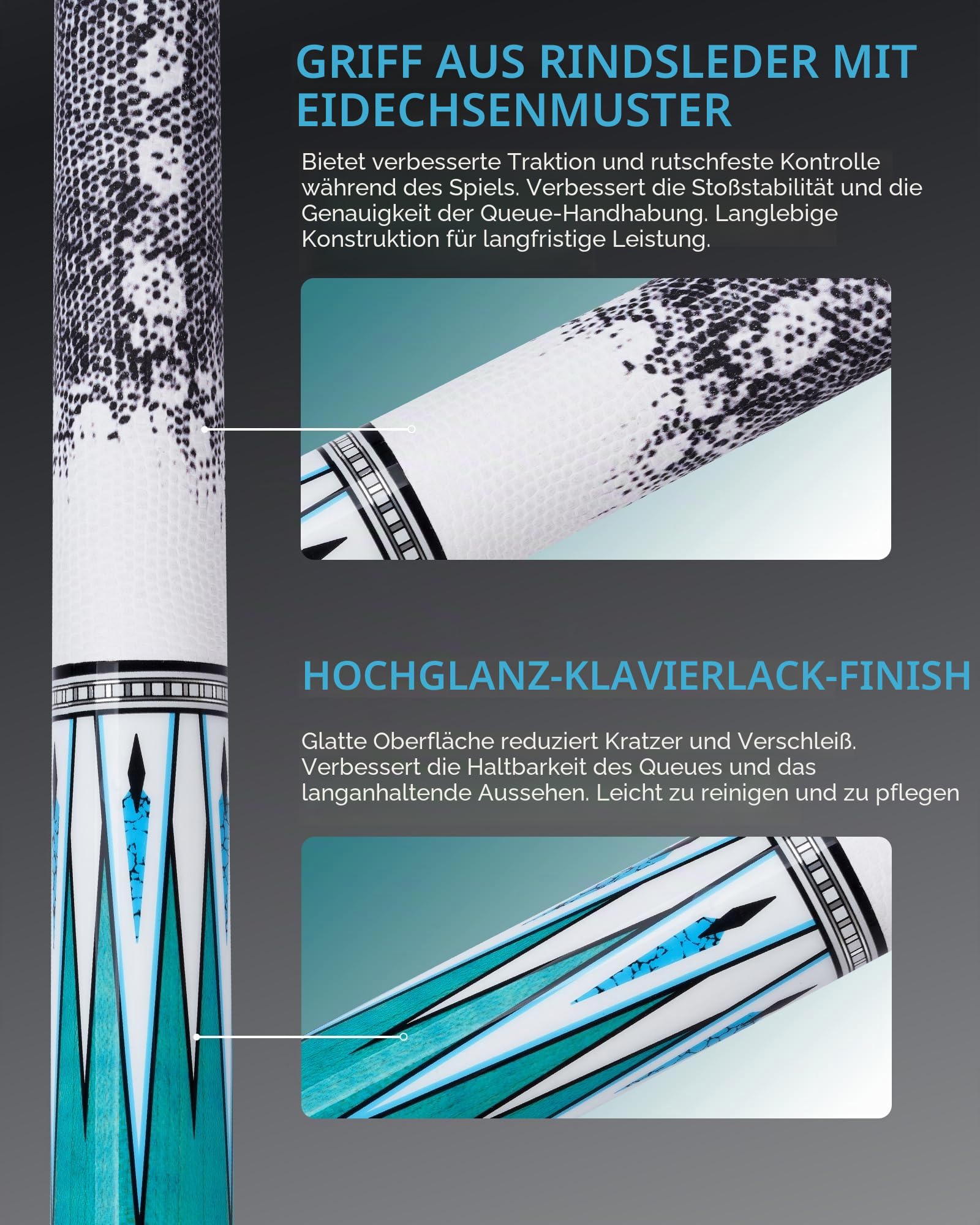 KONLLEN Billardqueue aus Carbonfaser, 147cm, professionelles Billardqueue für Erwachsene, Vollcarbon-Technologie, geringe Ablenkung, 12.5 mm Spitze (leicht zu kontrollieren, Pro Taper, ultraweich)