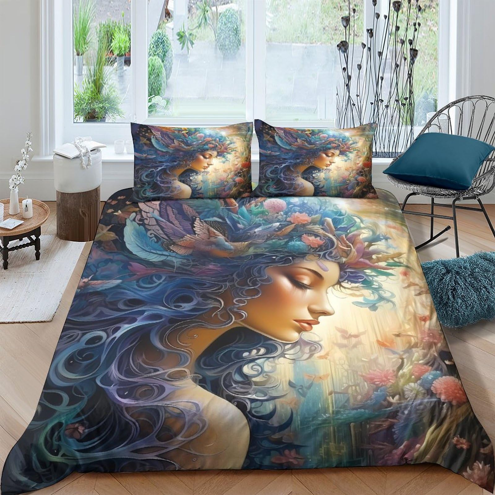 Funda edredón mariposa para un dormitorio mágico con juego de cama 3 piezas de microfibra King