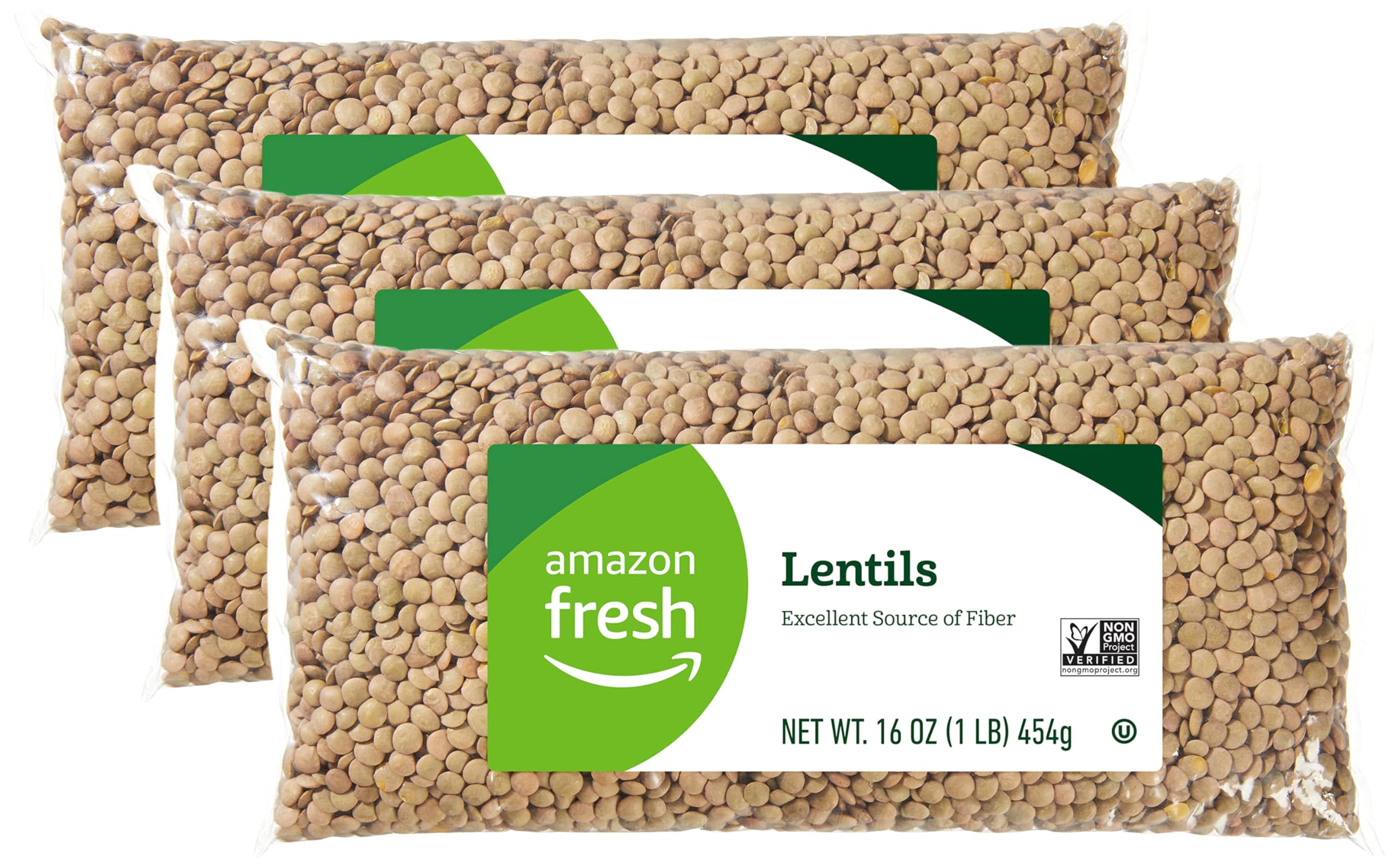 Amazon Fresh, Lentils, Whole, 16 Oz (Pack of 3)