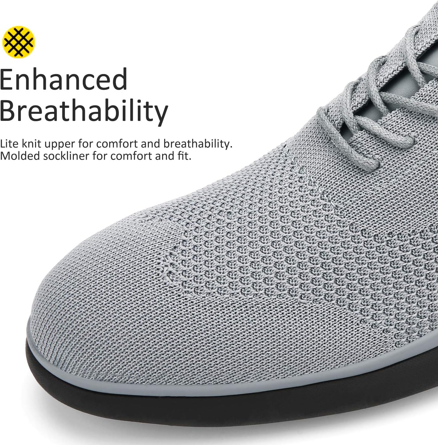 Flagama Men's Wingtip Oxford Dress Casual Knit Shoe,Grey,6.5 M US