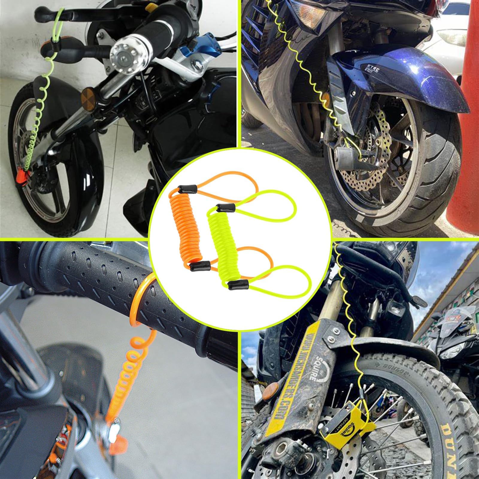 2PCS Disc Lock Reminder Cable, Motorcycle Disc Lock, Bright Coiled Disc Lock with Strong Visibility, Durable Steel Disc Lock Motorbike Accessory for Daily Commuting and Travel — view 7