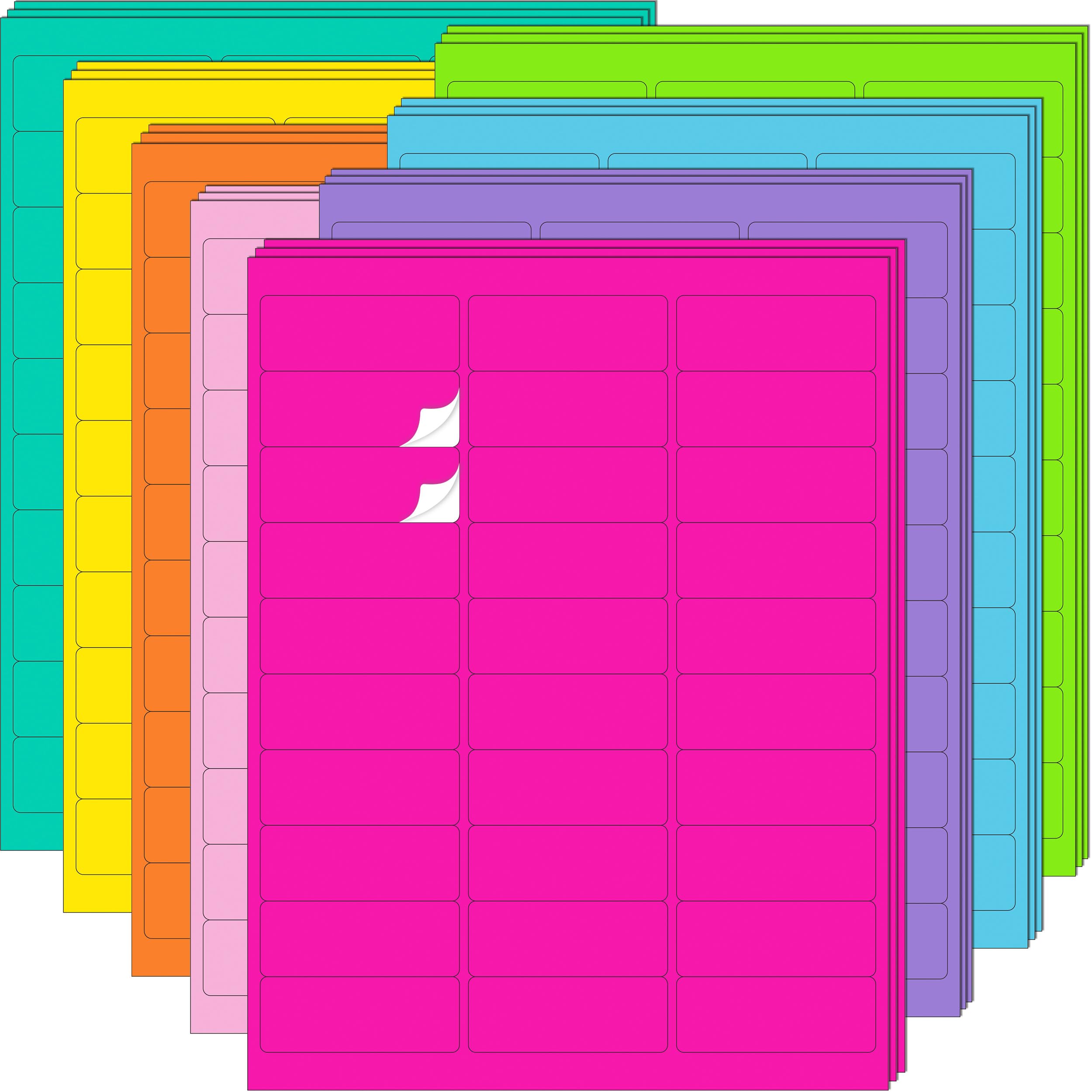 YSHIHE 1" x 2-5/8" Colored Label Stickers 8 Colors 720 Labels for Printer