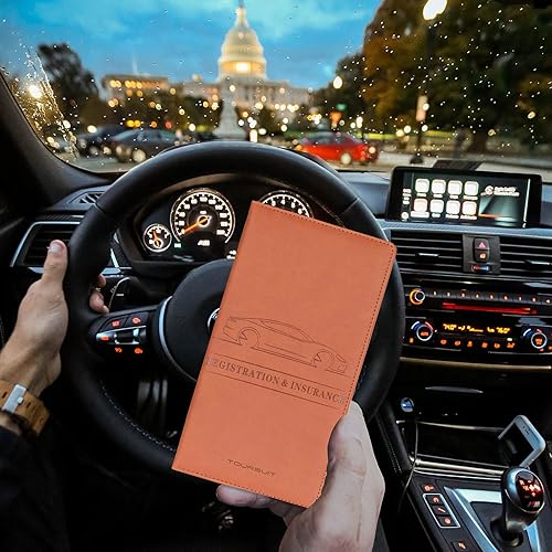 Miniatura 6 de TOURSUIT Soporte para tarjeta de registro y seguro de automóvil, organizador de compartimento para guanteras de documentos de licencia de vehículo,