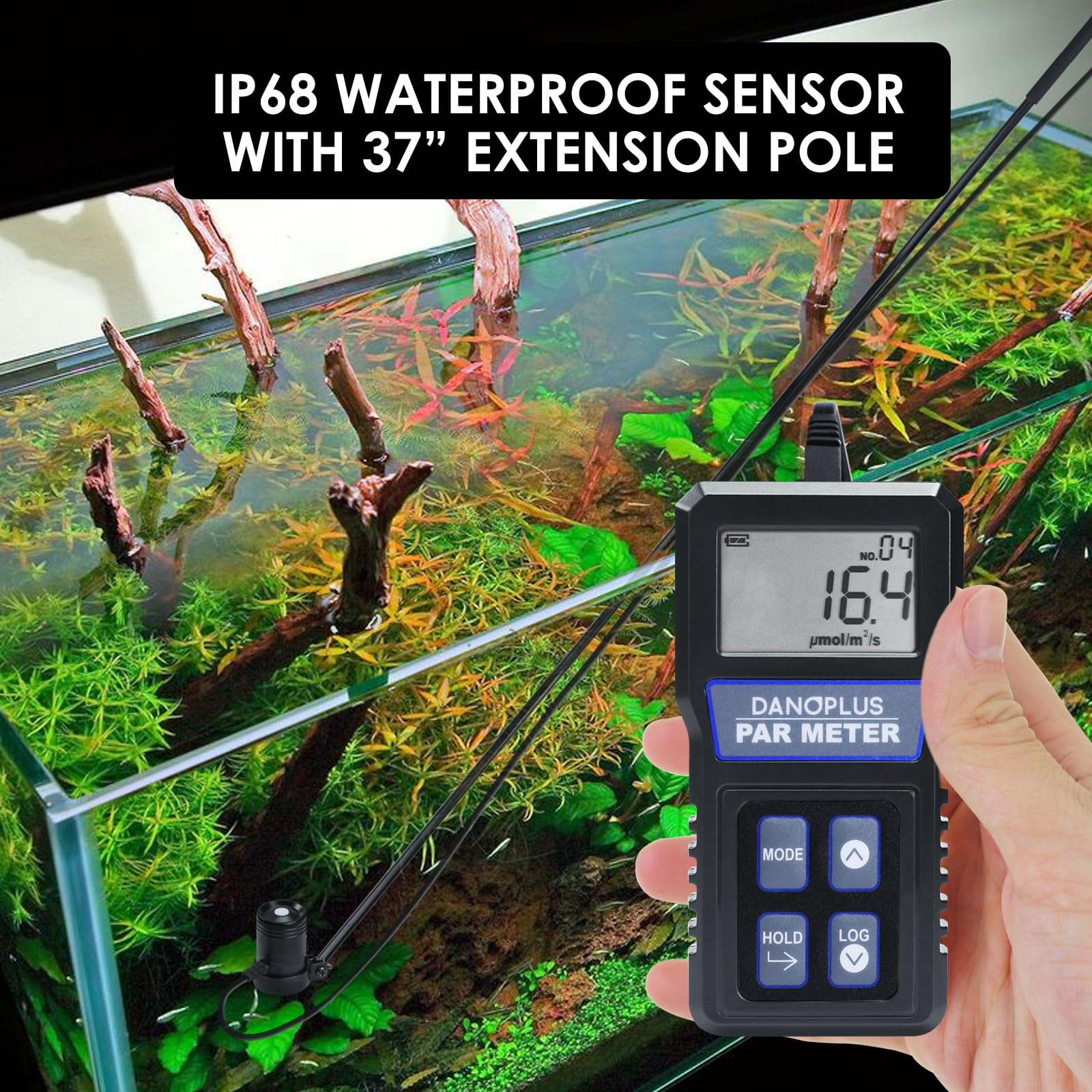 DANOPLUS PAR Meter Aquarium Par Meter, Par Meter for Reef Tank IP68 Waterproof PPFD Meter - Image 3