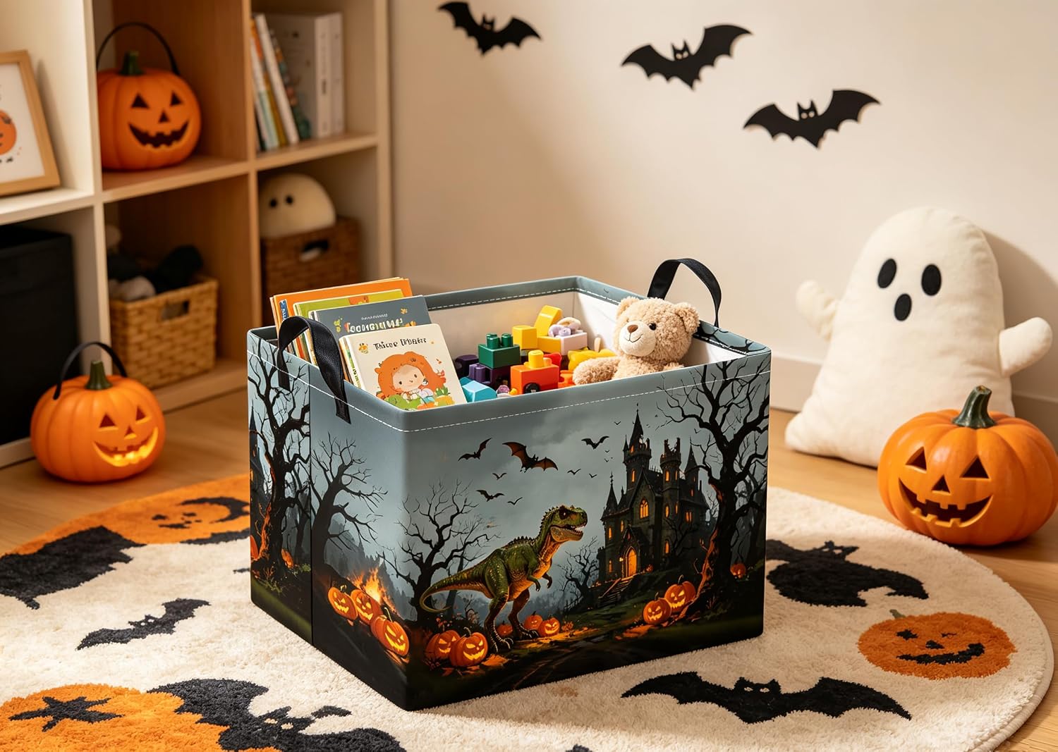Rectangular Storage Basket, Halloween Dinosaur thumbnail