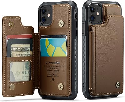 UEEBAI Case for iPhone 11 with Card Holder, Brown