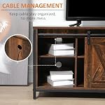 HOMCOM Meuble TV Industriel pour Téléviseurs jusqu'à 60 po, Console TV avec Rangement et 2 Portes Glissantes de Grange, Unité de Divertissement Autonome pour Salon, Chambre, Brun