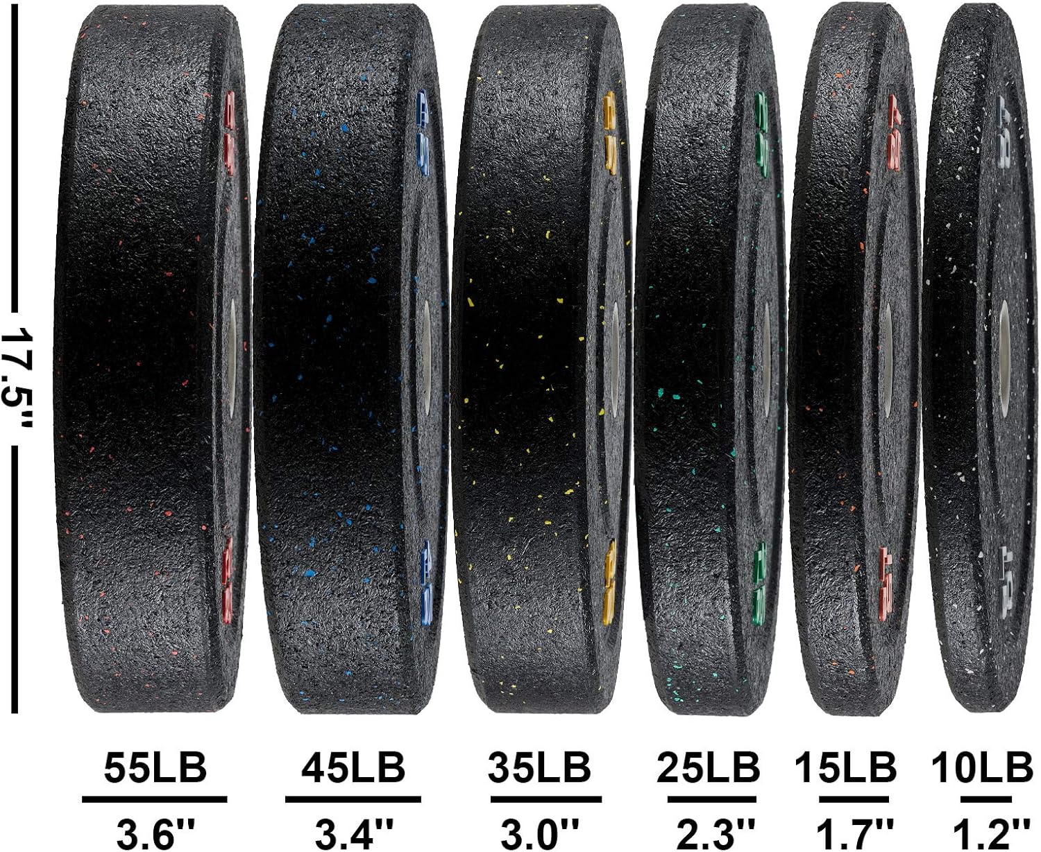 papababe Bumper Plates, Hi-Temp Olympic Weight Plates with Colored Fleck-Rubber Weights Plates for Weight Lifting and Strength Training : Sports & Outdoors