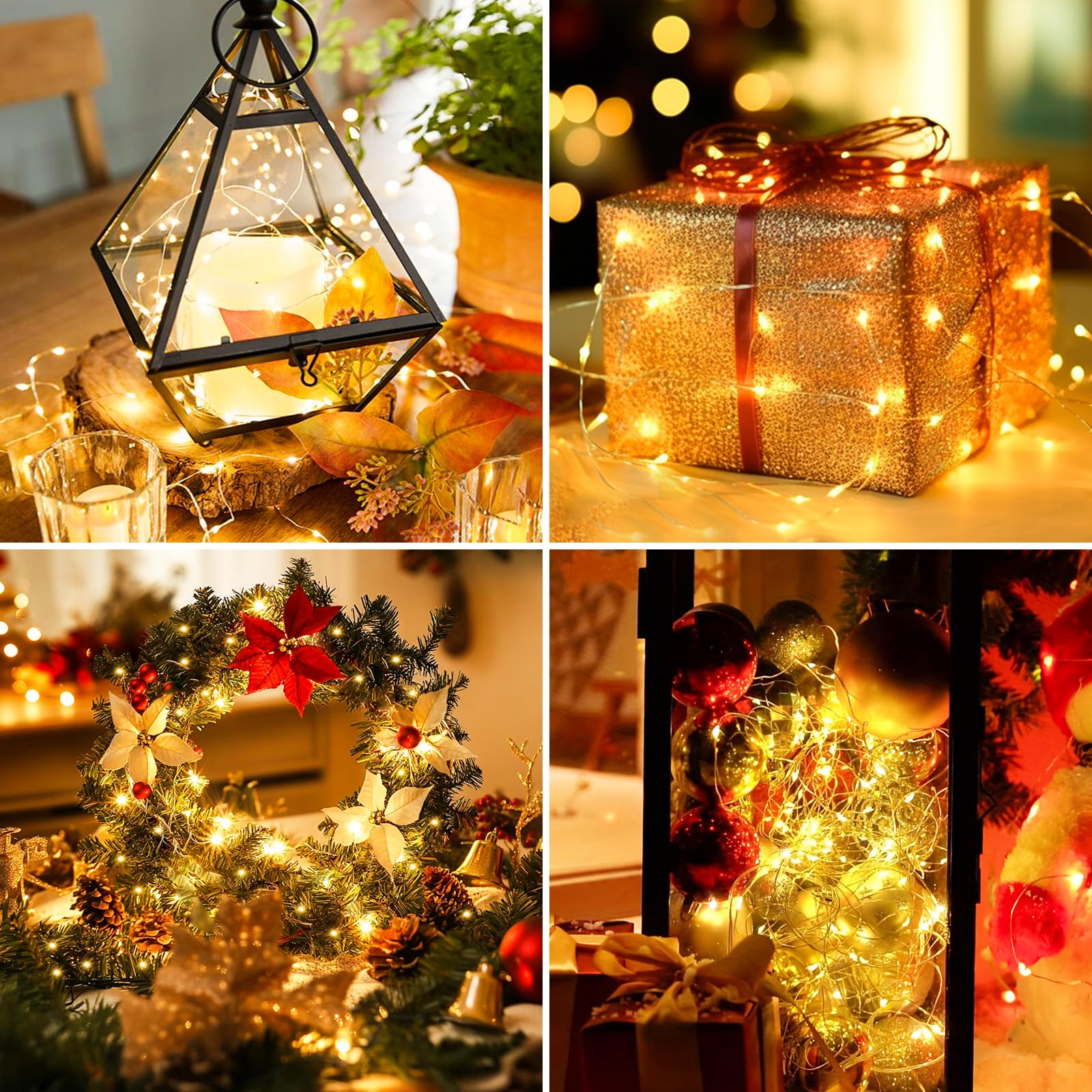 Lot de 3 Guirlande Lumineuse a Pile, 10M 100LED Guirlande Led à Pile avec Télécommande 8 Modes Fonction Minuterie IP65 Etanche Fil Lumineux Décoration Intérieur Extérieur Chambre Noël Mariage Jardin