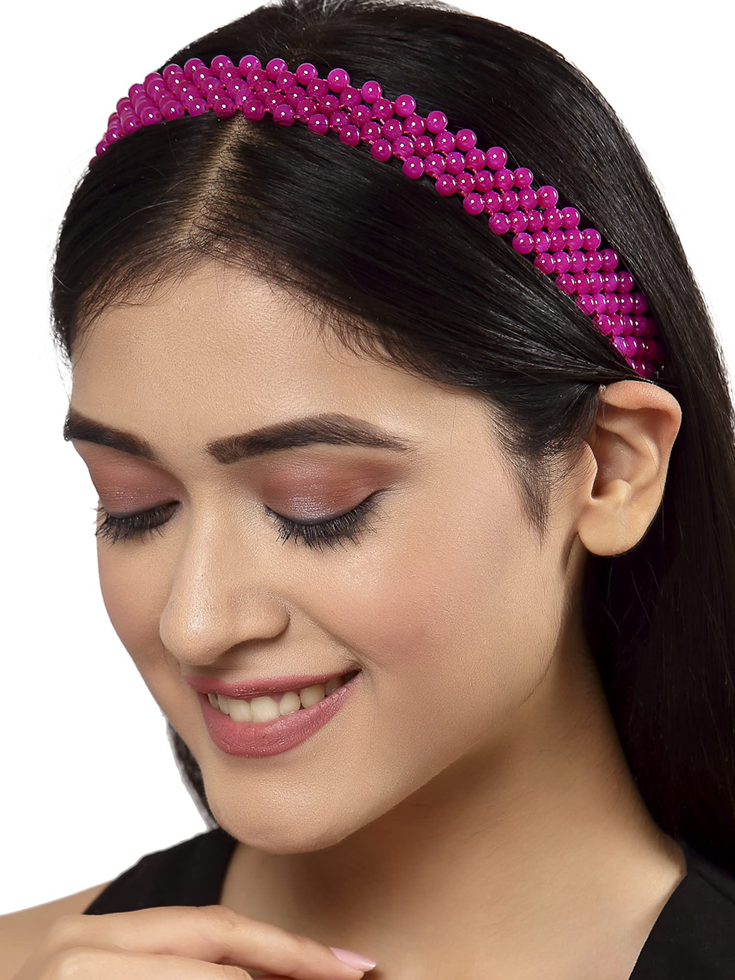 Karatcart Handcrafted Pink Beaded Jaal Hairband for Women (B09H3161N7) Amazon Price History, Amazon Price Tracker
