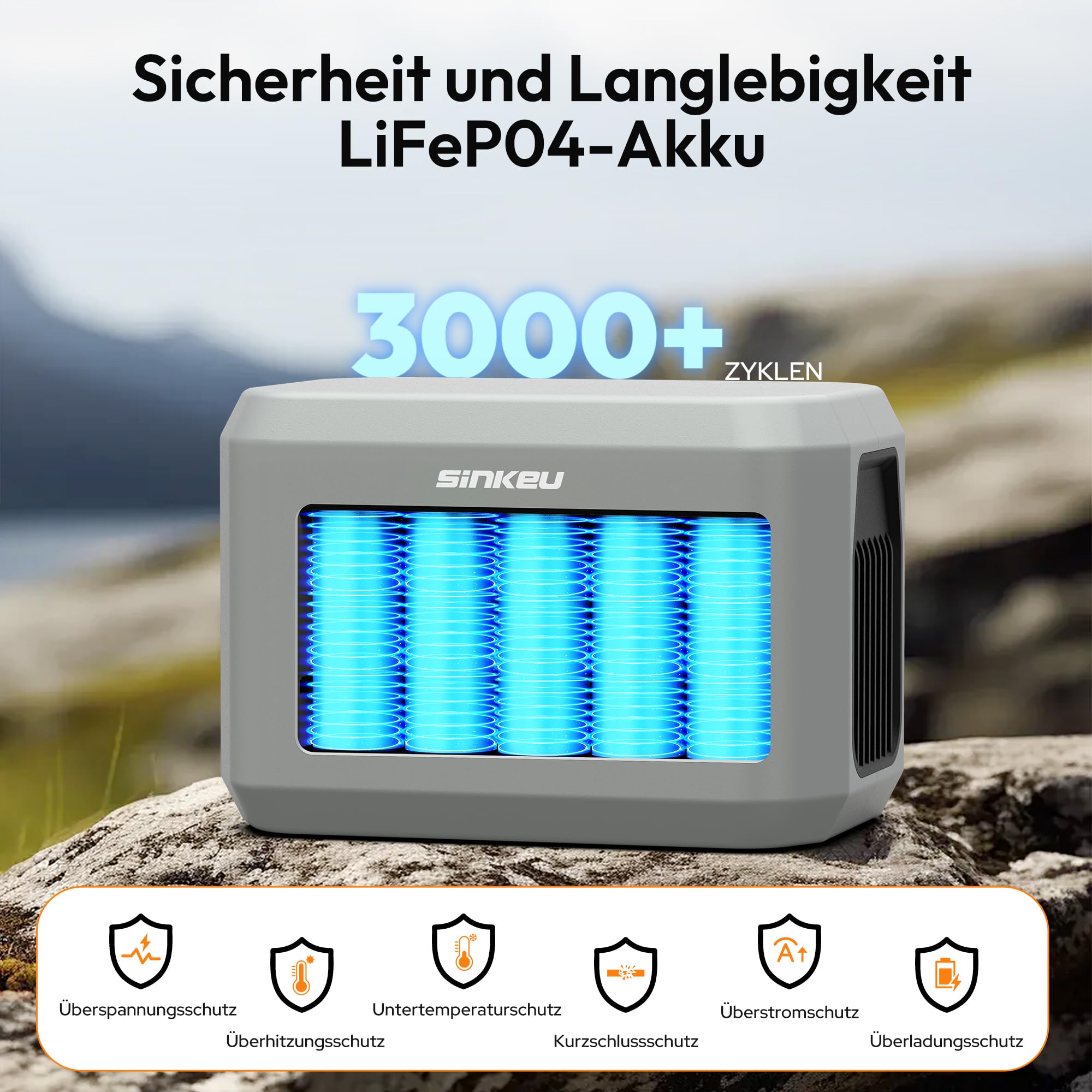 SinKeu Powerstation portatile, batteria LiFePO4 da 96 Wh, USB-C 100 W di ingresso/uscita | 3 porte, batteria di ricarica rapida per viaggi, alimentazione di emergenza