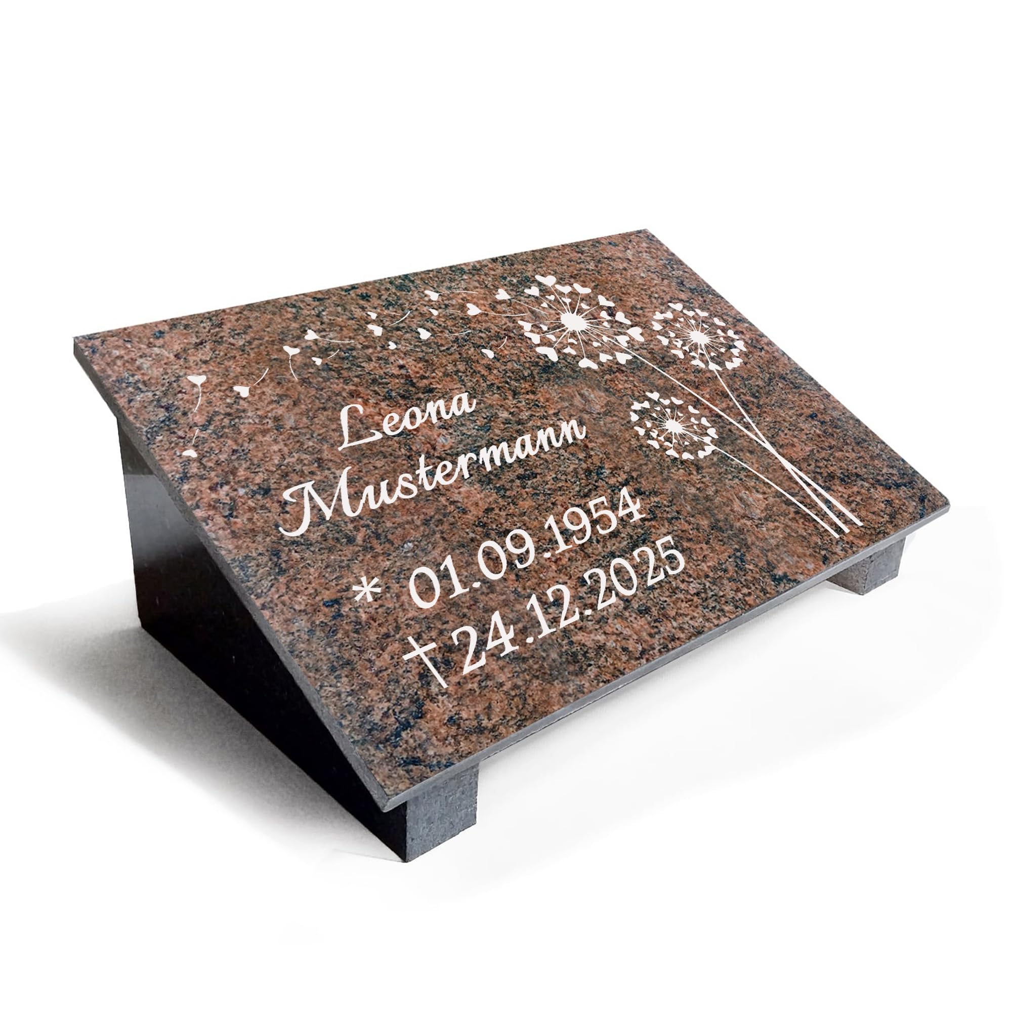 Generisch Granit Grabstein Multicolor Rot MB08, 40x30x1cm mit Stützen