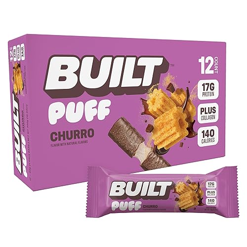 Miniatura 1 de Built Puffs - Barras de proteínas de 12 unidades, barras energéticas altas en proteínas, colágeno, sin gluten, cubiertas de chocolate, bajas en