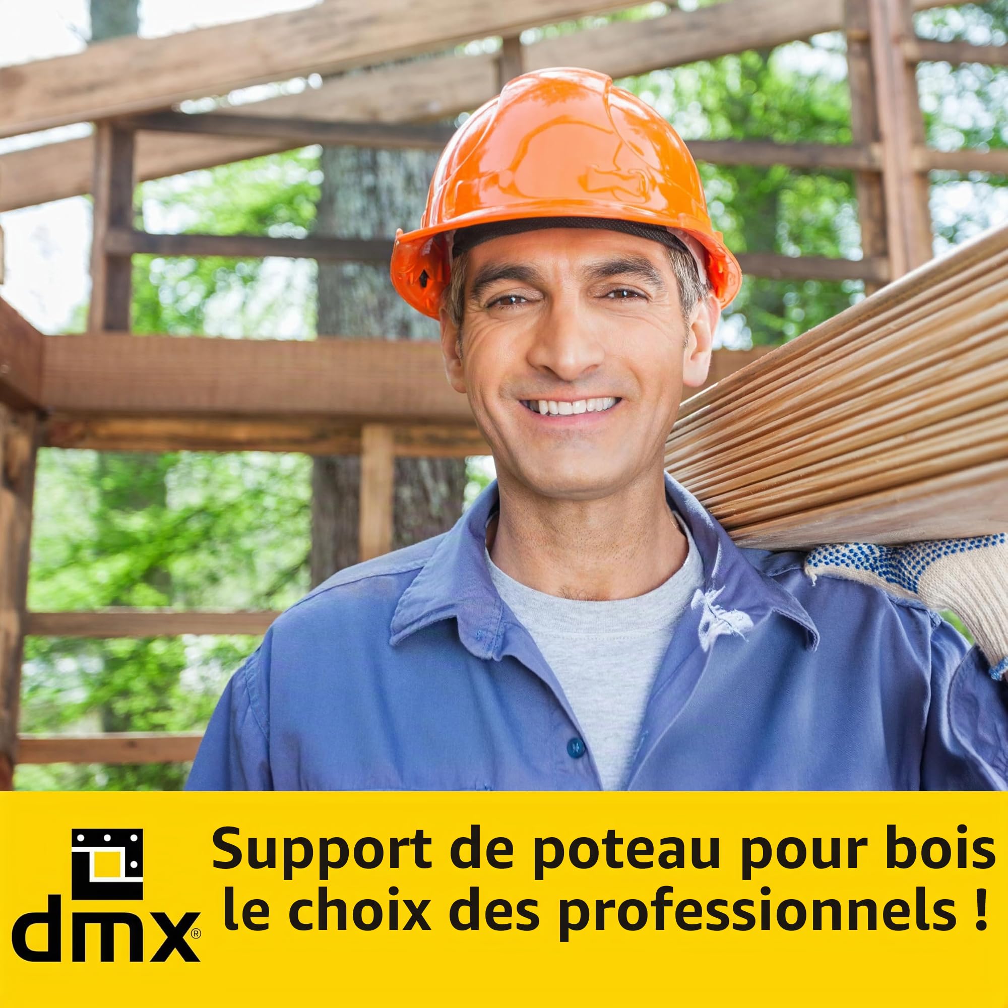 DMX - Supports de poteau en U - Lot de 6 ancrages de poteau - Connecteurs de bois - Patte de poutre profil U - Support de poteau 70x70 - Support de poteau à encastrer - Pied de support pour poteaux de