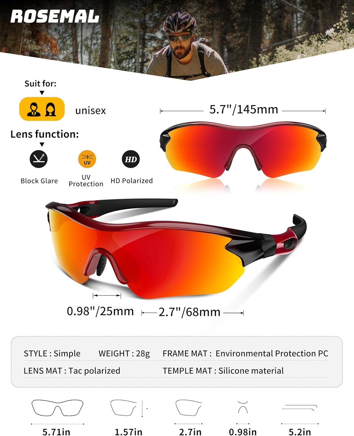 Polarized Sports Sunglasses for Men Women Youth Baseball Running Fishing Tennis Golf Cycling Driving Motor TAC UV400 TR90 - Image 2