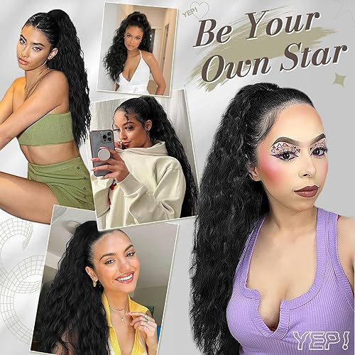 Miniatura 6 de BARSDAR Extensión de cola de caballo negra, extensiones de cabello de cola de caballo con clip de garra de 18 pulgadas para mujer, extensiones de