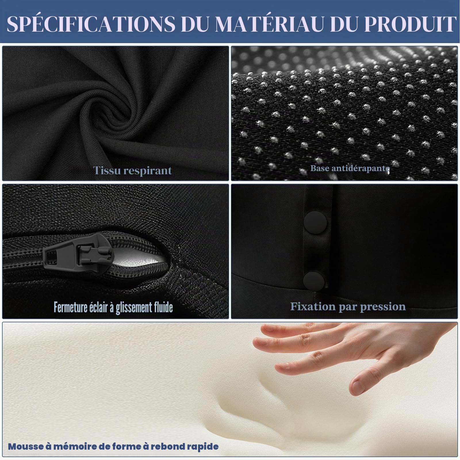 Coussin Cale en Mousse à Mémoire de Forme 27°, Oreiller de Lecture pour Lit et Canapé avec Appui-Tête Amovible, Support Dos Cou et Jambes, Housse Lavable Antidérapante
