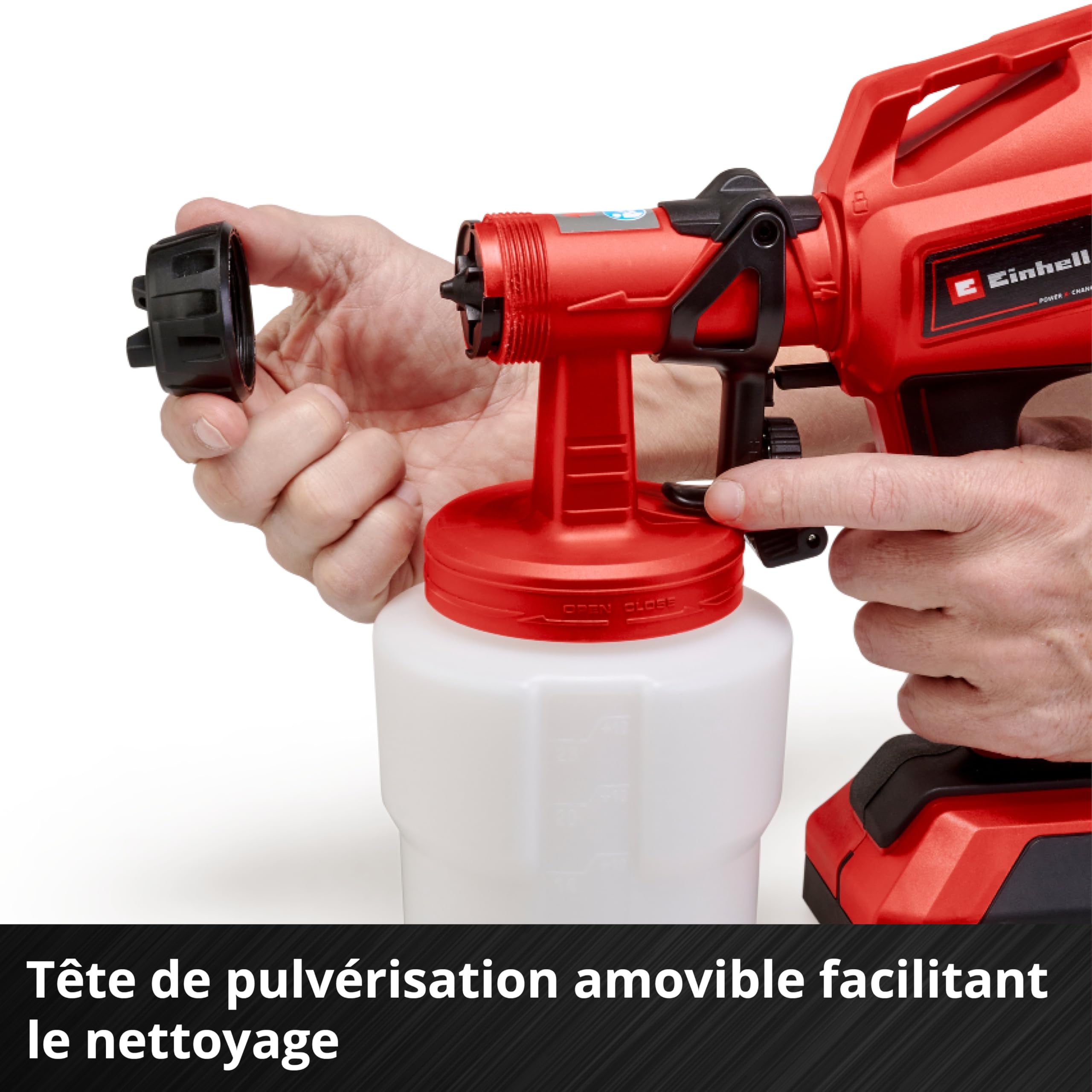 Einhell Pistolet à Peinture sans Fil TC-SY 18/60 Li Solo - Power X-Change (18V, réservoir 100mL, 2 Buses) Livré sans Batterie ni Chargeur