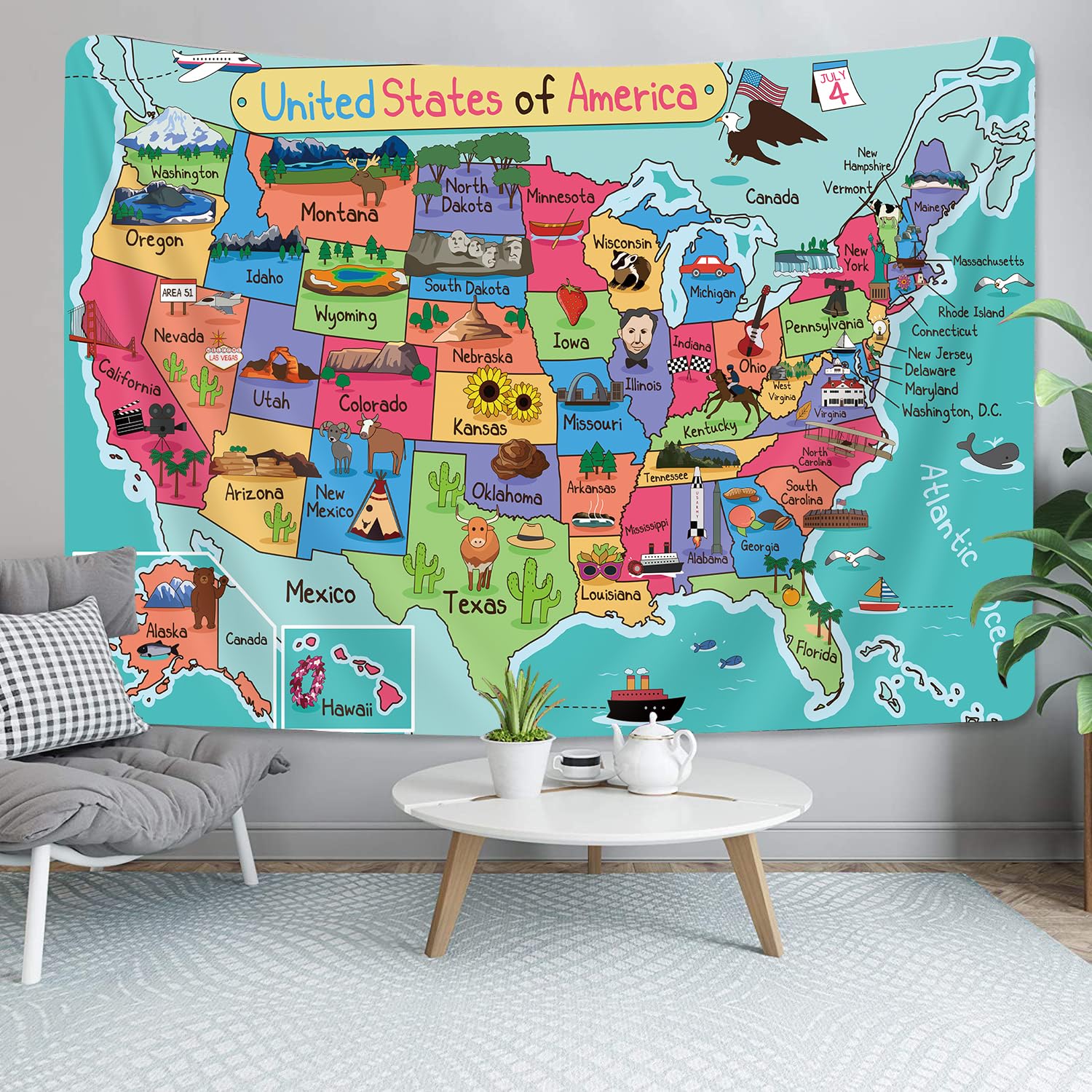 Amazon.com: Kids United States Tapestry, Cartoon Fun Facts
