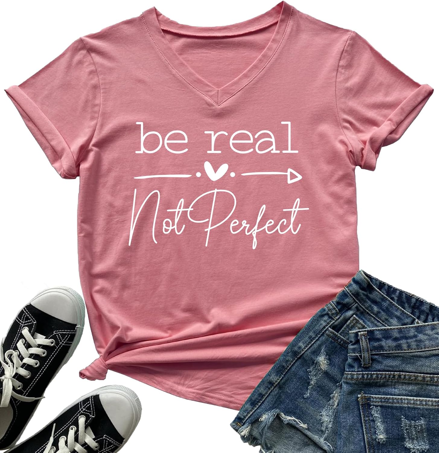 DANVOUY Cute Graphic Tee Shirts Funny Short Sleeve Casual V-Neck Shirt Tops