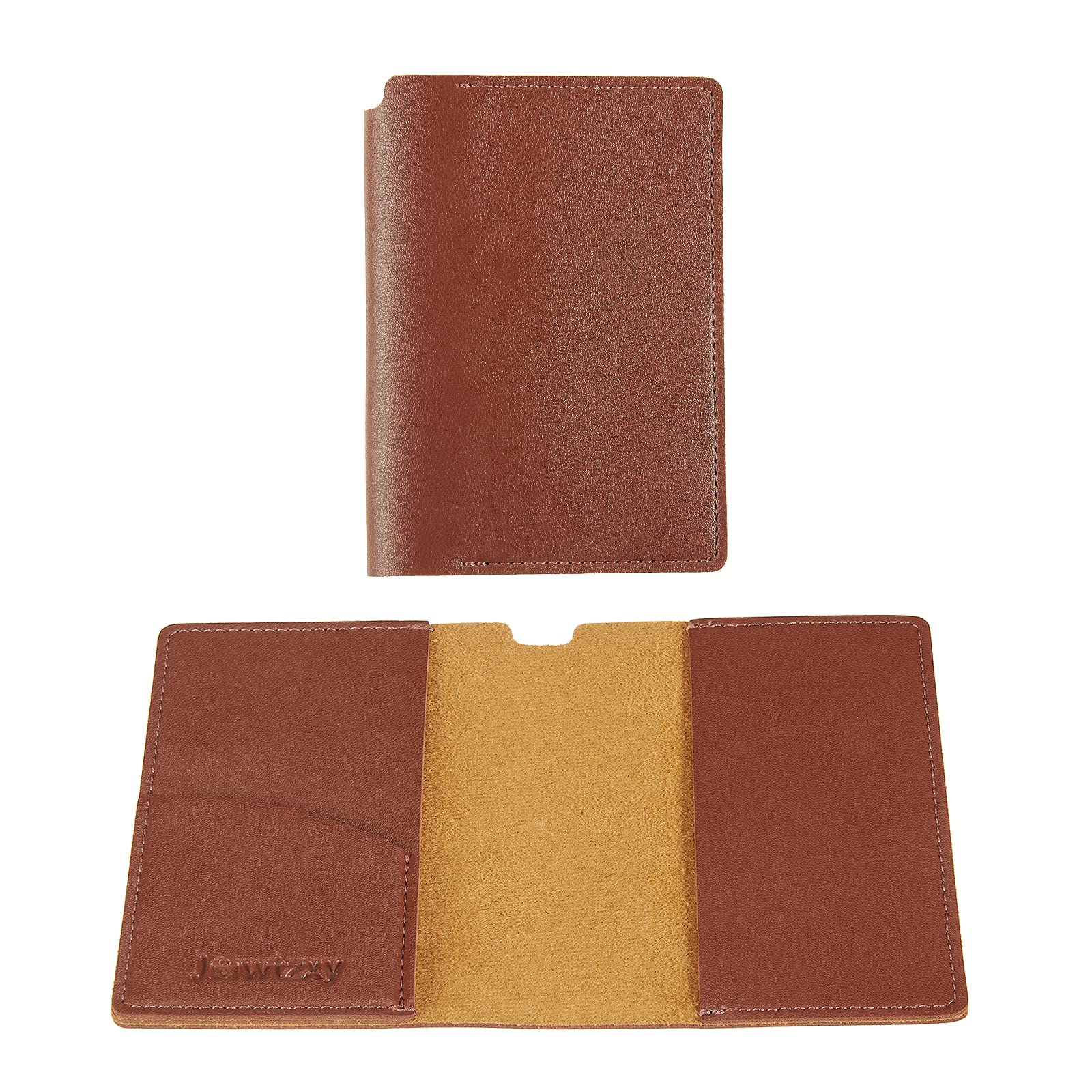 Funda de piel sintética para pasaporte de viaje, Marrón