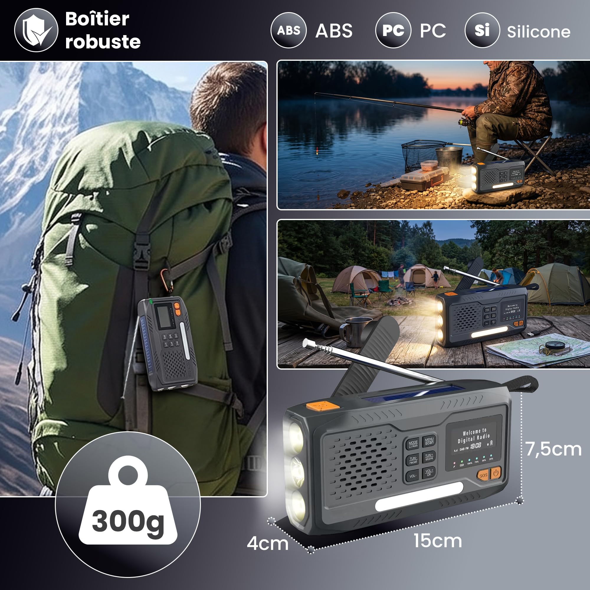 Radio Solaire Extralink 4500 mAh FM DAB Bluetooth LED SOS Camping