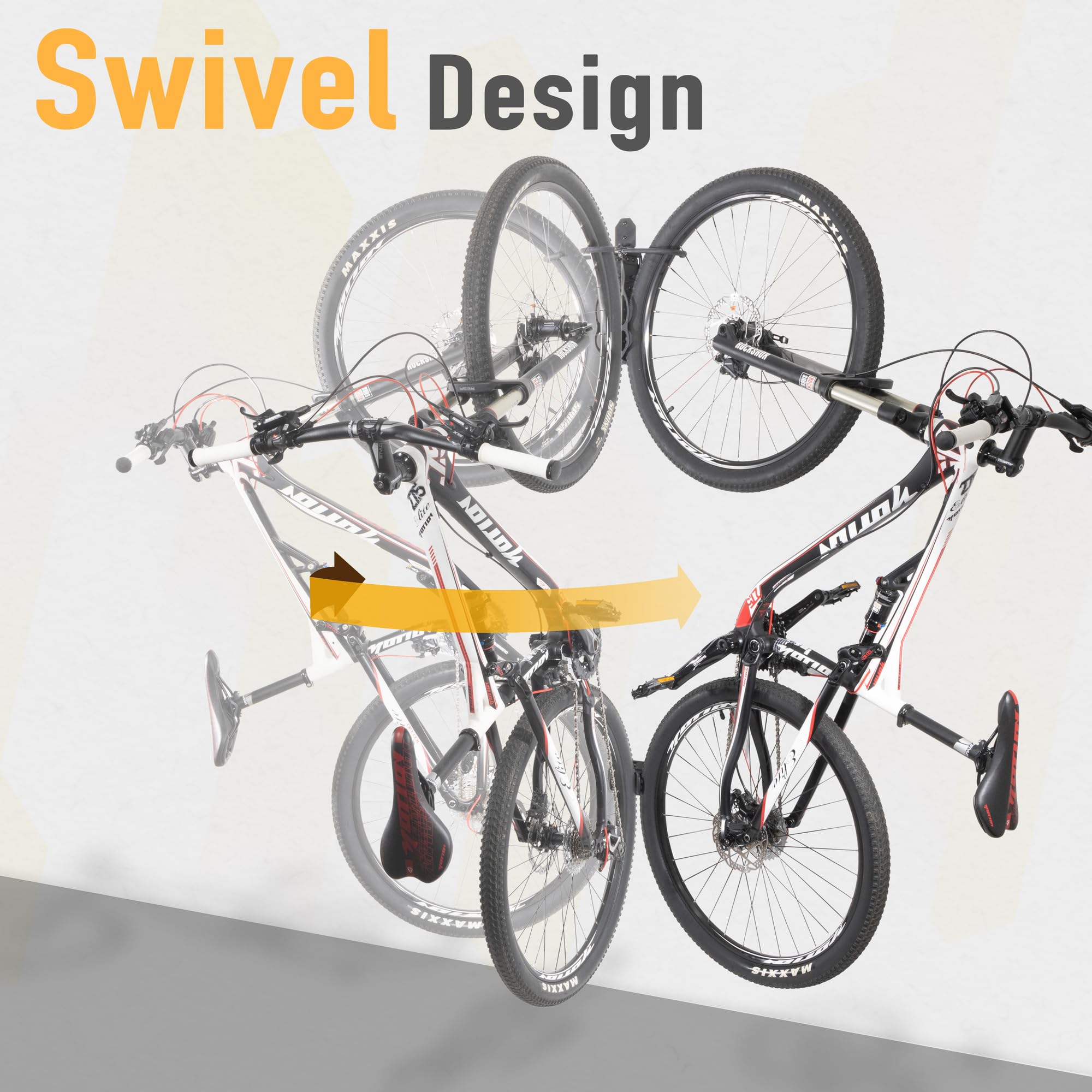 BIKE HAND Drehbarer Fahrrad-Wandaufhänger – Vertikaler Haken Wandhalterung Halter – Indoor Garage Aufbewahrung Fahrradträger für MTB & Rennräder – Max. Reifenbreite 5,8 cm