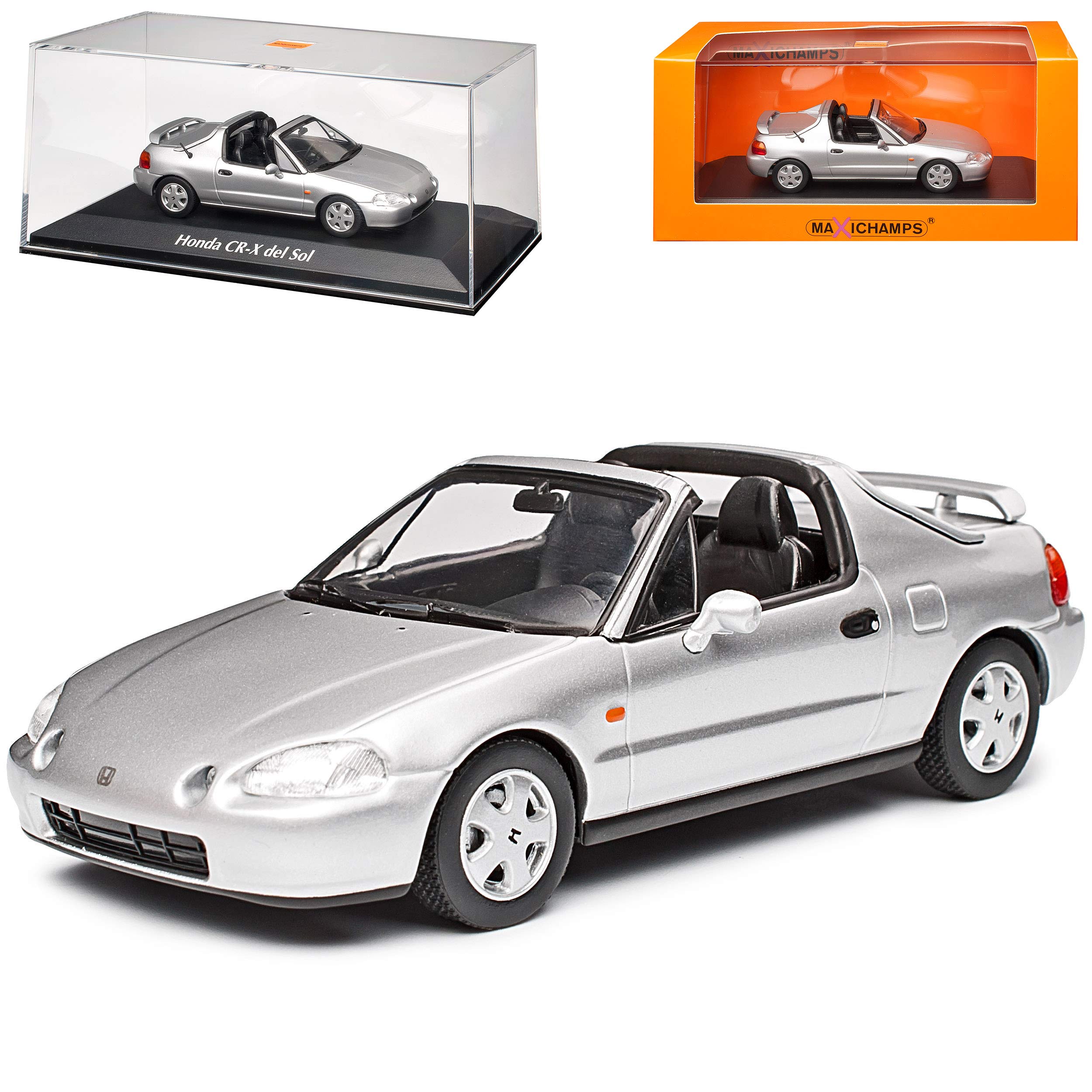 Generisch Hond CR-X Del Sol Typ EH6 Cabrio Silber Metallic 1992-1998 1/43 Minichamps Maxichamps Modell Auto