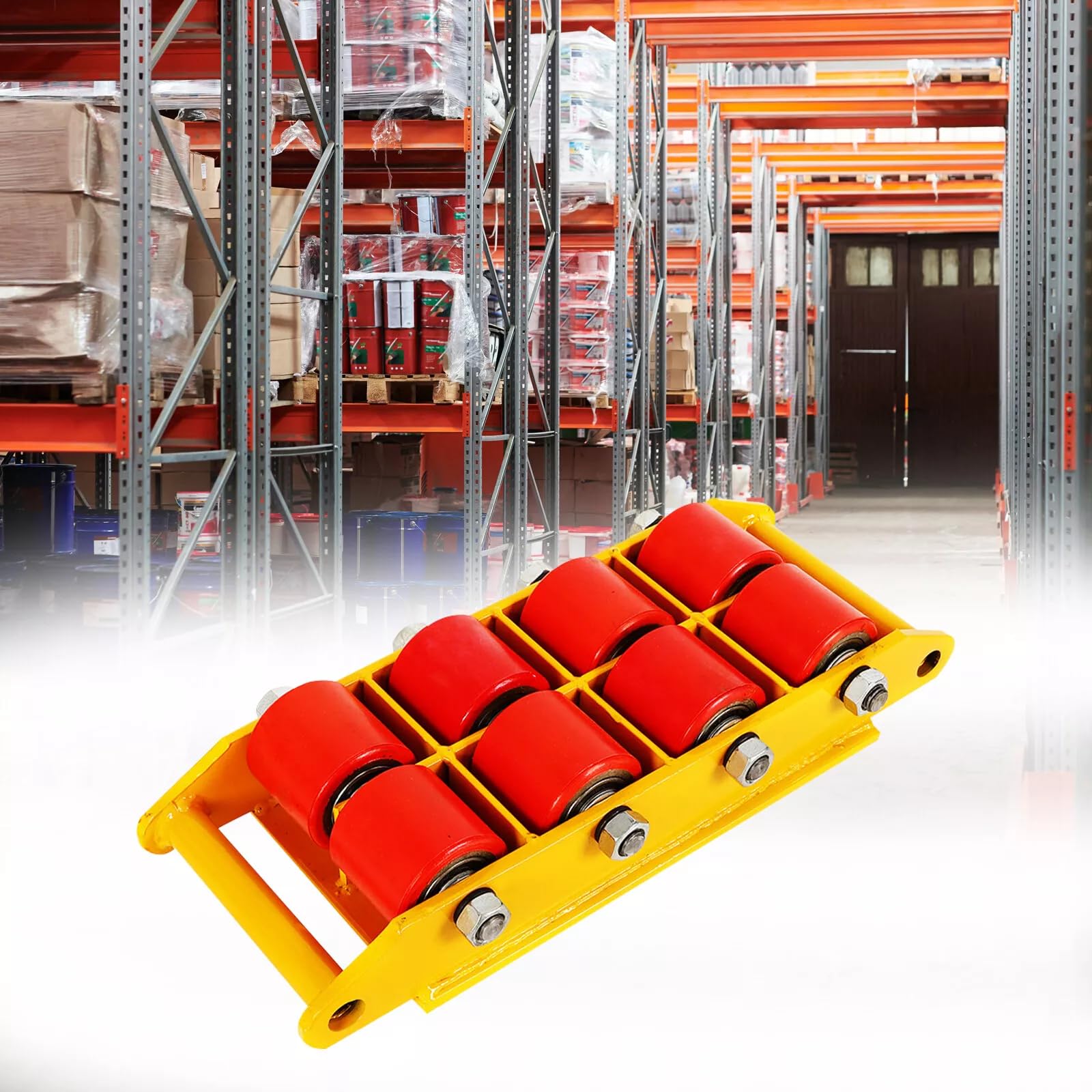 Carrello meccanico a 360° per camion pesanti, trasportatore industriale per stoccaggio, distribuzione e trasporto, ideale per il trasporto di oggetti grandi, pesanti e mobili di uso quotidiano (giallo