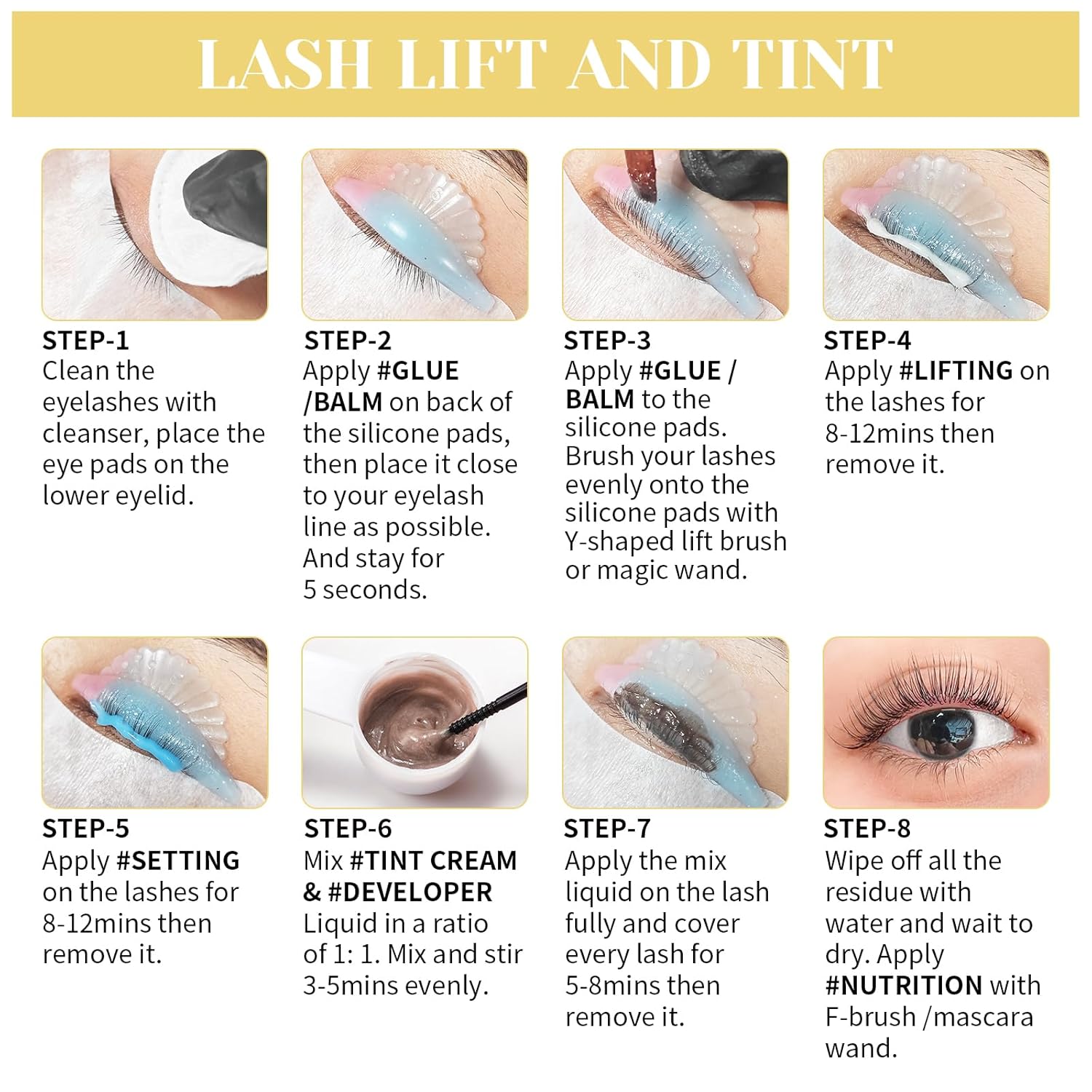 Lash Lift and Color Kit, Brow Lamination Kit with Color, DIY Eyelash Perm Curling for Voluminous Lashes and Brows, Home and Salon Use – Libeauty