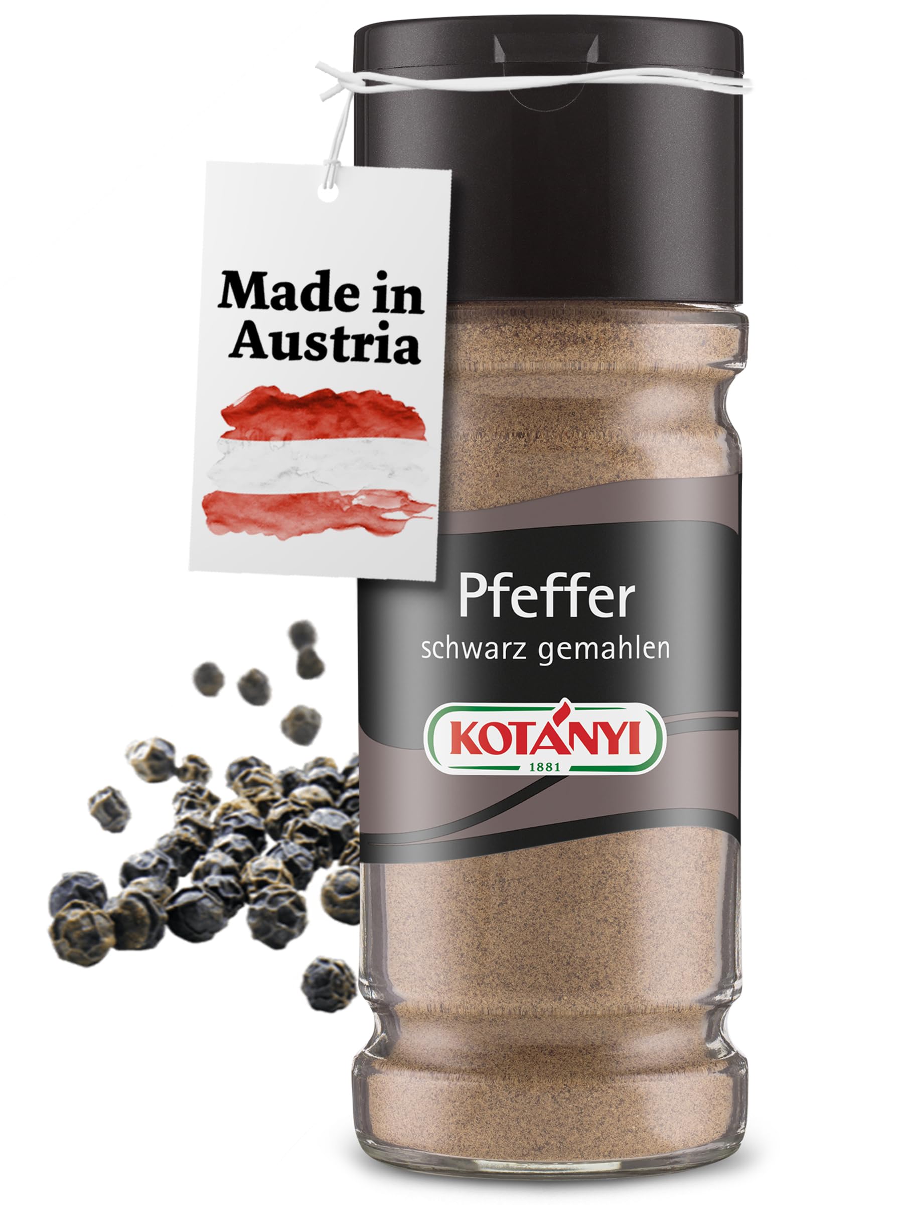 Kotányi Pfeffer schwarz gemahlen - Kräftige Pfeffernote für Küche & Grill – im praktischen Glas [Jetzt Kotányi Gewürze kaufen!]