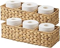 Vista 13 de StorageWorks Cestas de mimbre de 3 secciones para estantes, cestas de almacenamiento de cuerda de papel redondas tejidas a mano, nogal, paquete de 2